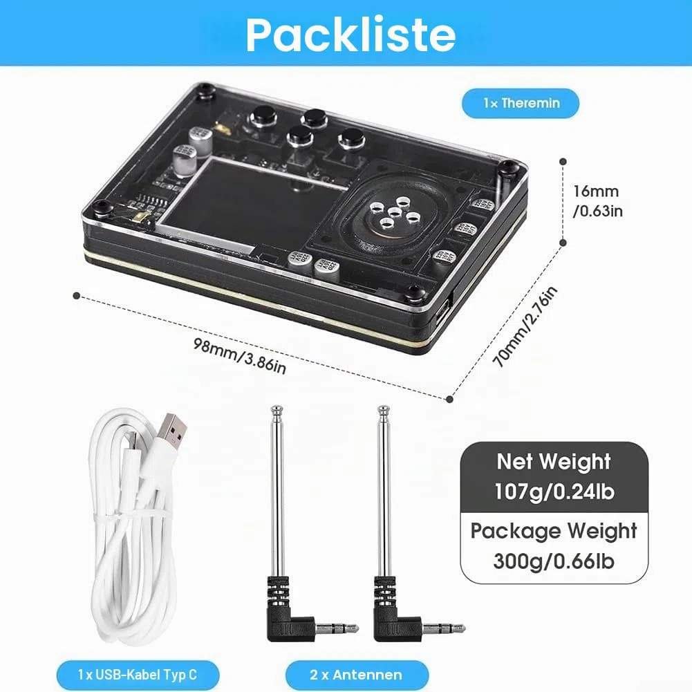 Mini-Theremin-Musikinstrument, elektronisches Musikinstrument mit Farbbildschirm, 70 verschiedene Stimmen, Musikmodul, elektronisches Instrument, elektronisches Taschen-Synthesizer für Anfänger