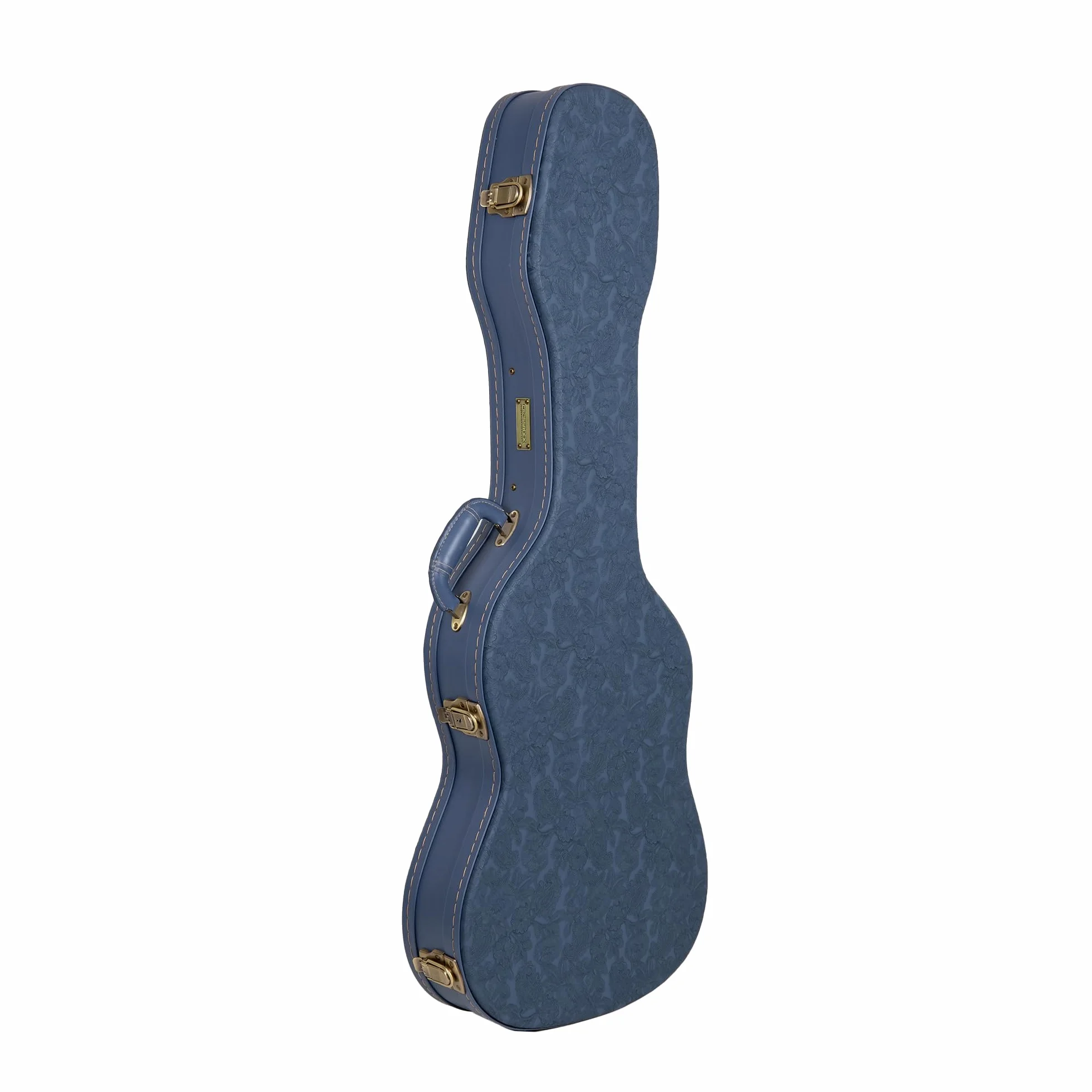 Crossrock Relief Series-Holzkoffer für Telecaster- und Stratocaster-Modelle, mit stark strukturierter Oberfläche, Kunstfell in Nerzoptik, Edelstahlverschlüssen – Rauchblau (CRW630STSB)