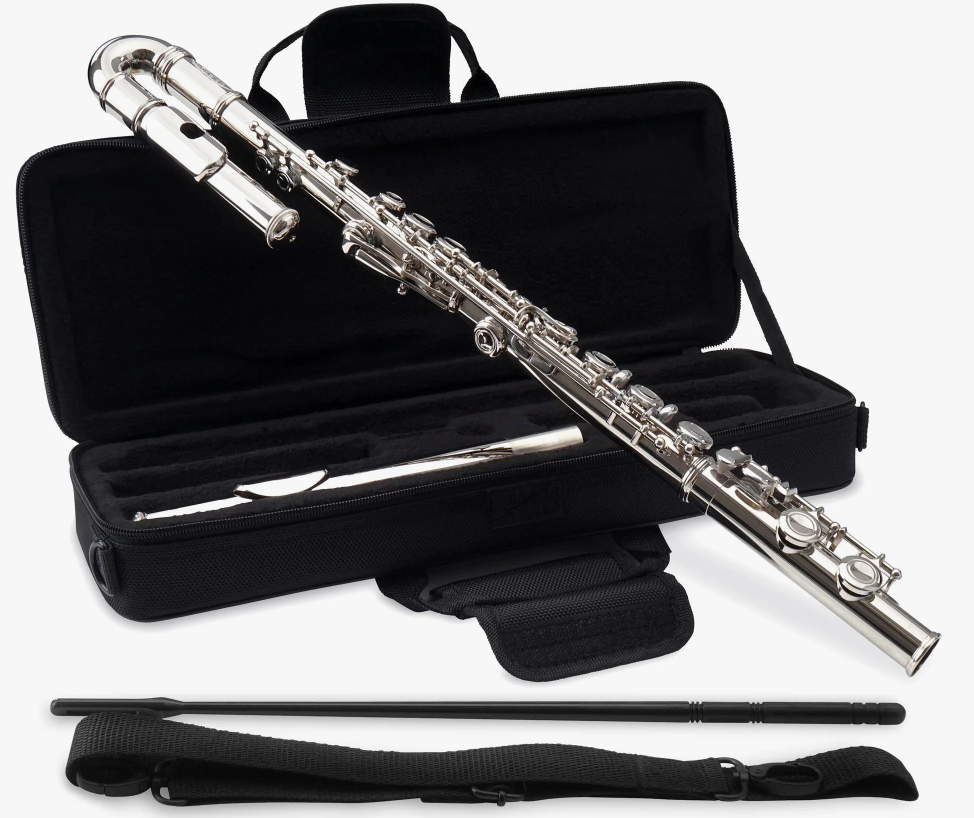 Classic Cantabile FL-100J Querflöte C-Stimmung vernickeltes Neusilber gebogenes gerades Kopfstück Etui Zubehör