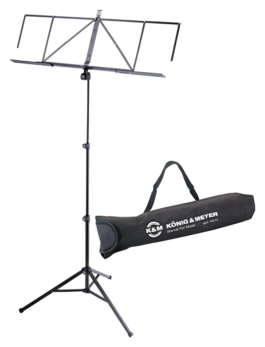 K&M 10062 Music Stand Robby Plus Set (ausziehbarer Notenständer mit Tragetasche) Schwarz