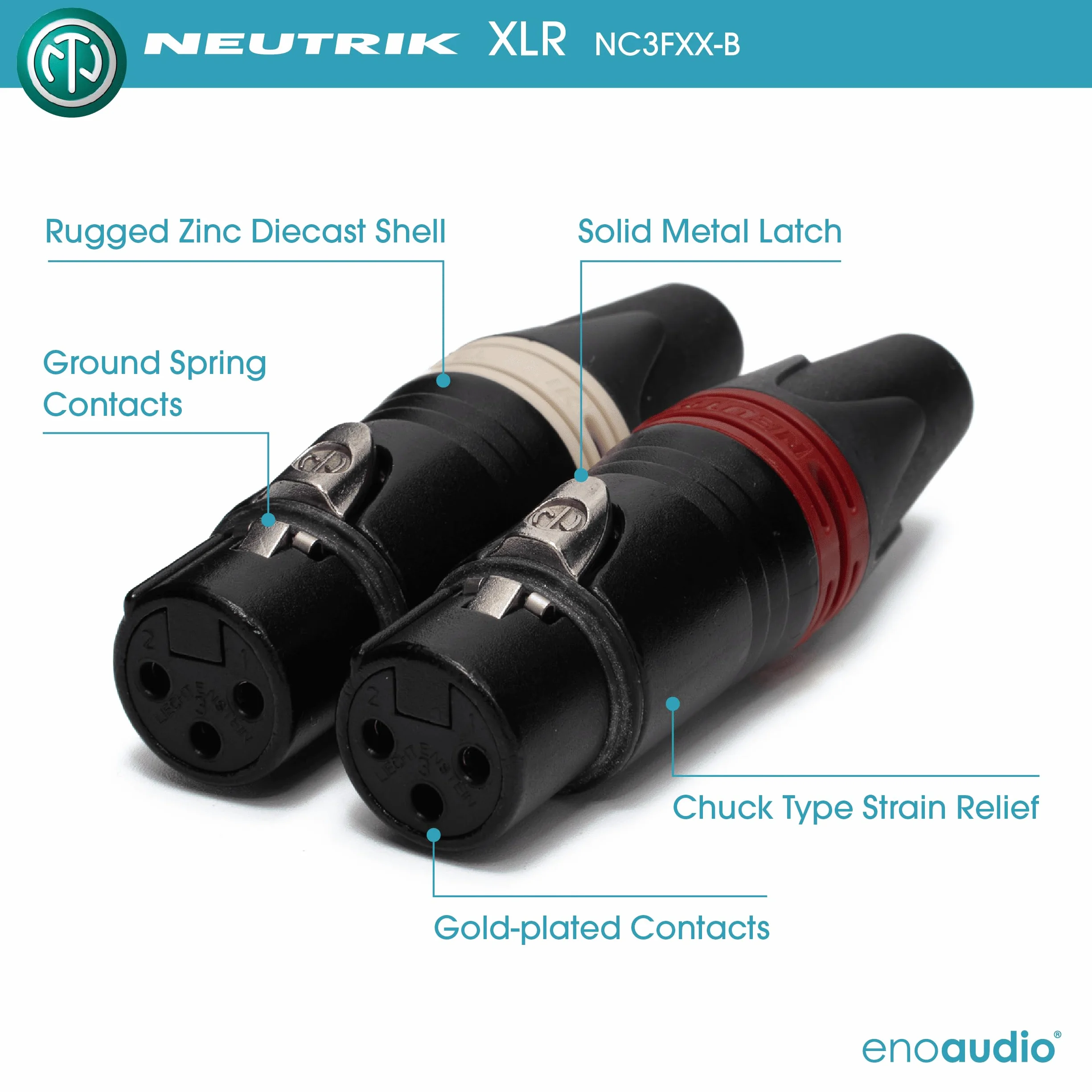 enoaudio Mogami 2534 Quad Stereo Paar (L,R) Audio Kabel | Neutrik Gold XLR female - XLR male | HiFi, 7,0 m