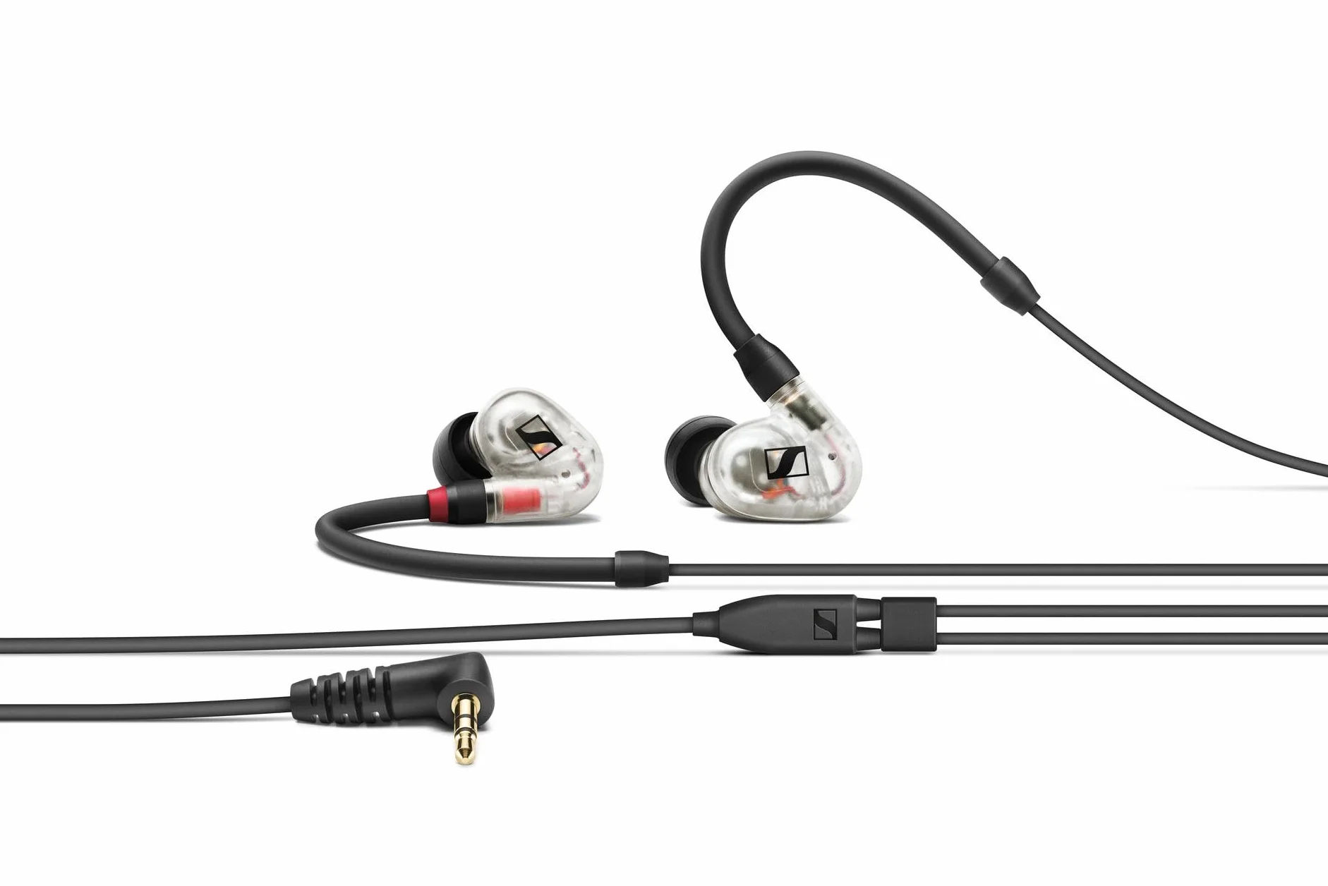 Sennheiser IE 100 PRO CLEAR Dynamische In-Ear-Hörer | Neuartiger 10mm-Breitbandwandler für Präzisen Monitoring-Sound | 1,3m Kabell und S/M/L-Silkon-Adapter Enhalten | Klar & Schwarz (508941)
