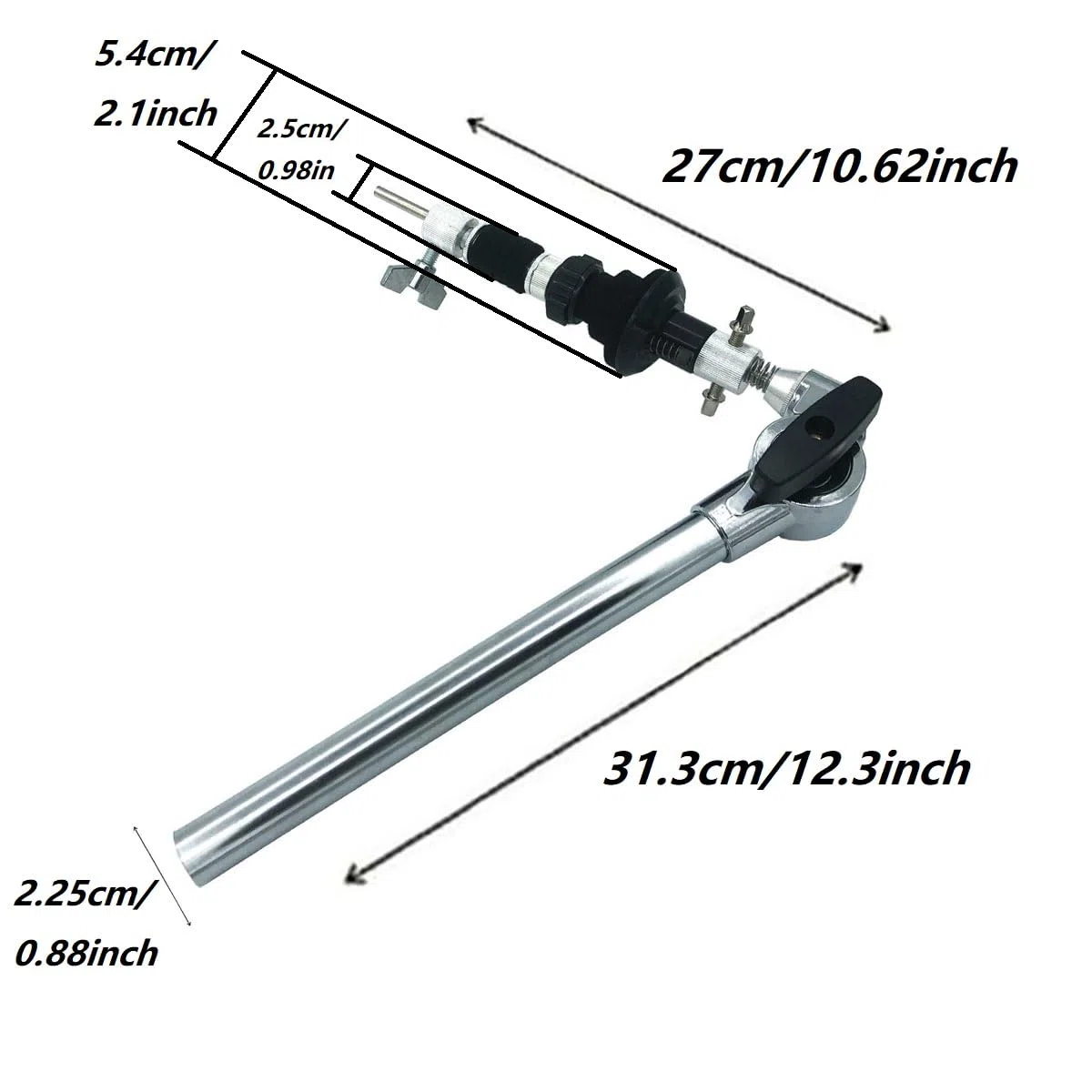 Geschlossener Hi Hat Aufsatz mit drehbarer Multi-Klemme, verstellbarer Beckenkippaufsatz Drum Beckenständer Galgenarm Kompatibel mit Auxiliary Hihats oder Stacks Percussion Hardware Zubehör