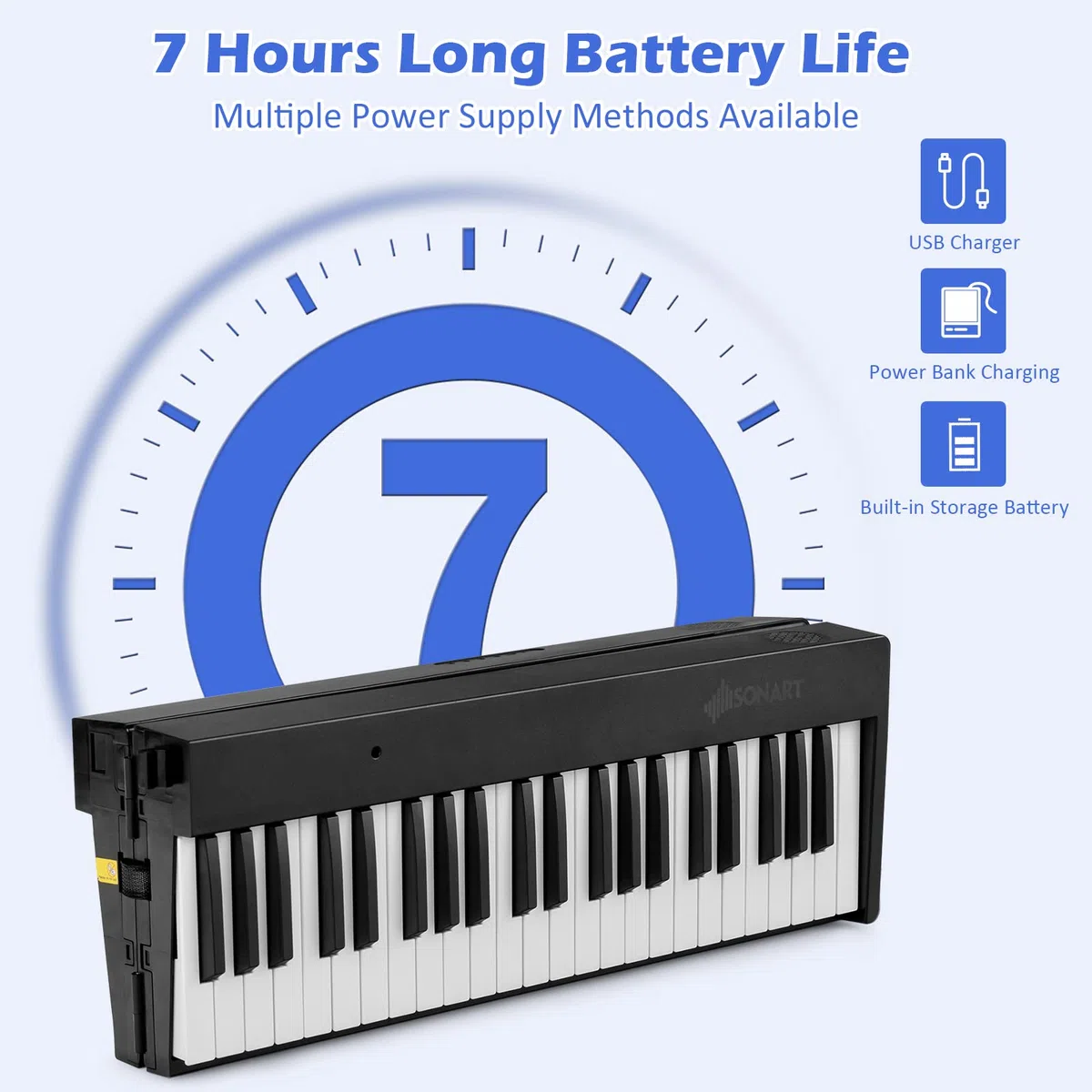 GYMAX 88 Tasten Faltbares Keyboard Piano, Full-Size Digitalpiano mit Bluetooth, USB/MIDI-Controller, Sustain Pedal, wiederaufladbarer Akku & Klaviertasche, tragbare elektronische Tastatur für Anfänger