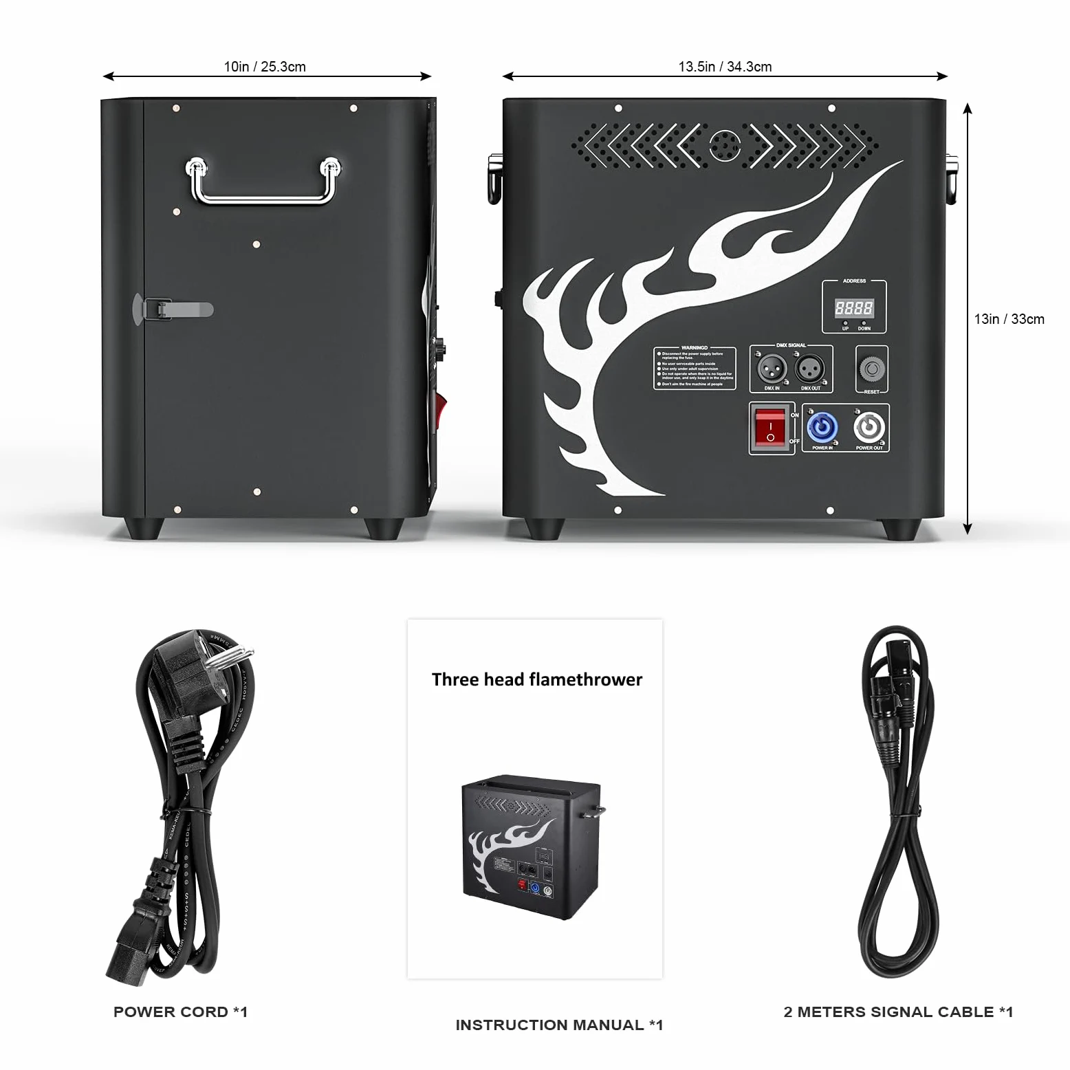 Flammenwerfer, 300W Triple Head Flammenprojektor mit Impulszünder, DMX Controller, Dj Jet Flame Machine für Konzerte, Partys, Halloween, Weihnachten, Sportevents 2PC