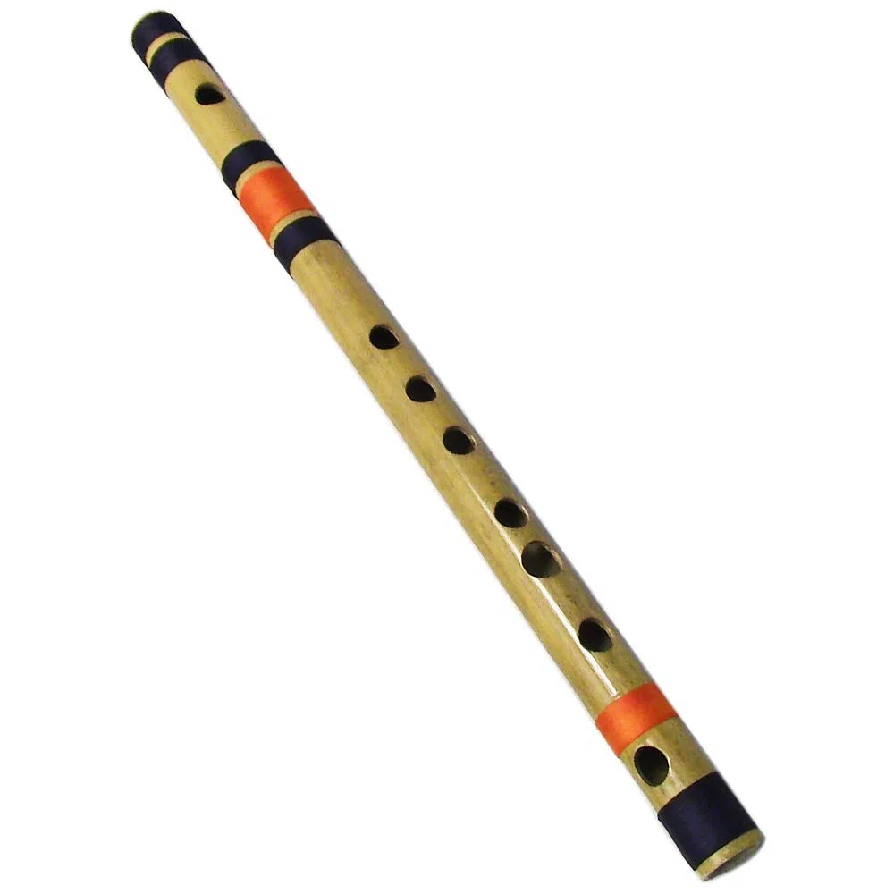 Professionelle Bansuri-Flöte aus poliertem Bambus – (indische Flöte) mit Tragetasche (86,4 cm C#-Bass)