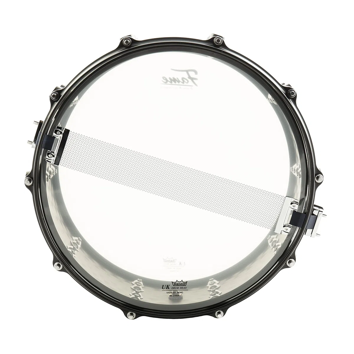 Fame FSS-65 Snare Drum, 14"x6.5", Hammered Black Steel, Professional Quality, Remo Skins, Die-Cast Hoops, 10 Tuning Screws, Includes Drum Sticks, Ideal for Beginners"
