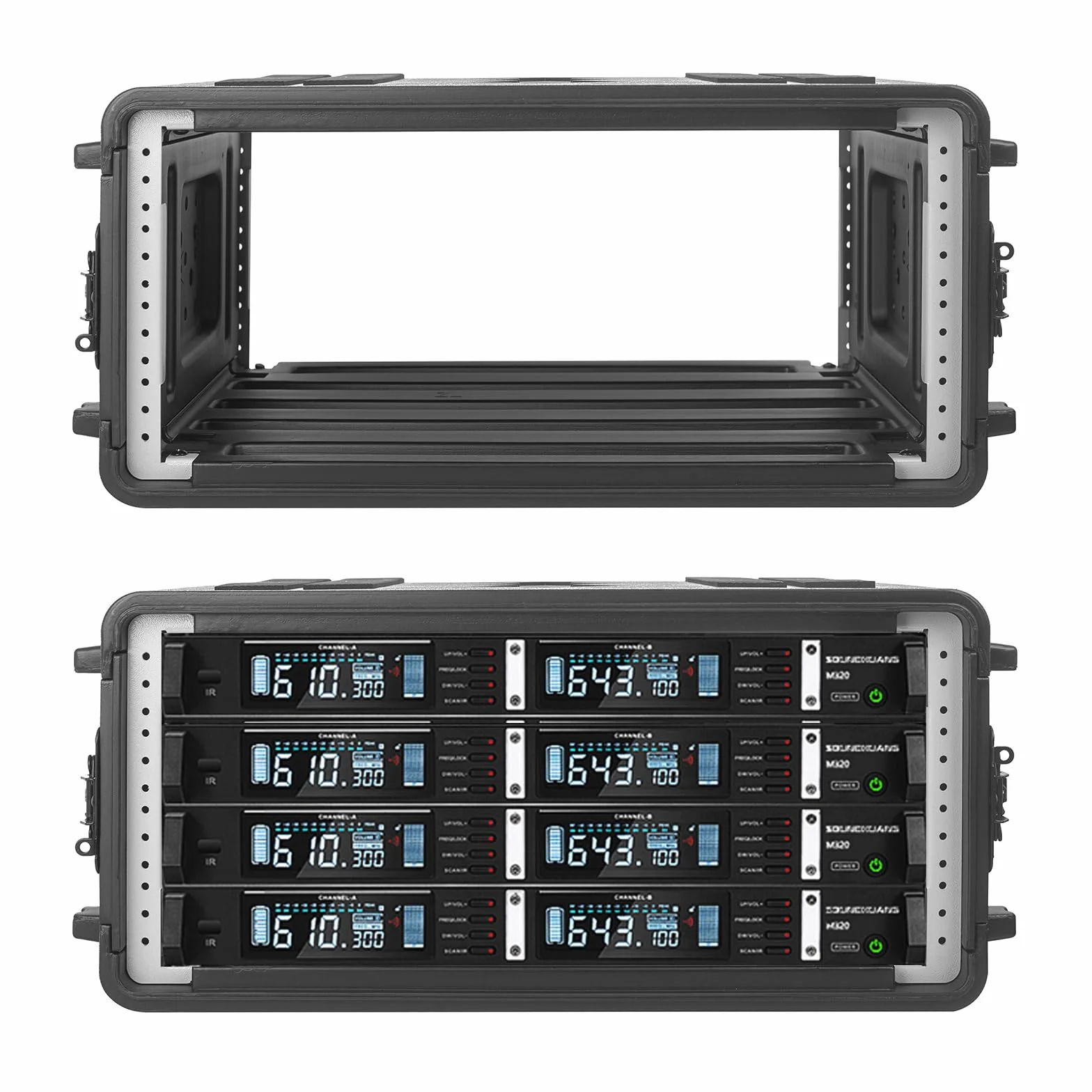 4U-Rack-Koffer, flach, 16 Zoll tief, 19 Zoll Rackmount-Flight-Road-Reisekoffer, wasserdichter Schutzkoffer mit Schaumstoffeinlage