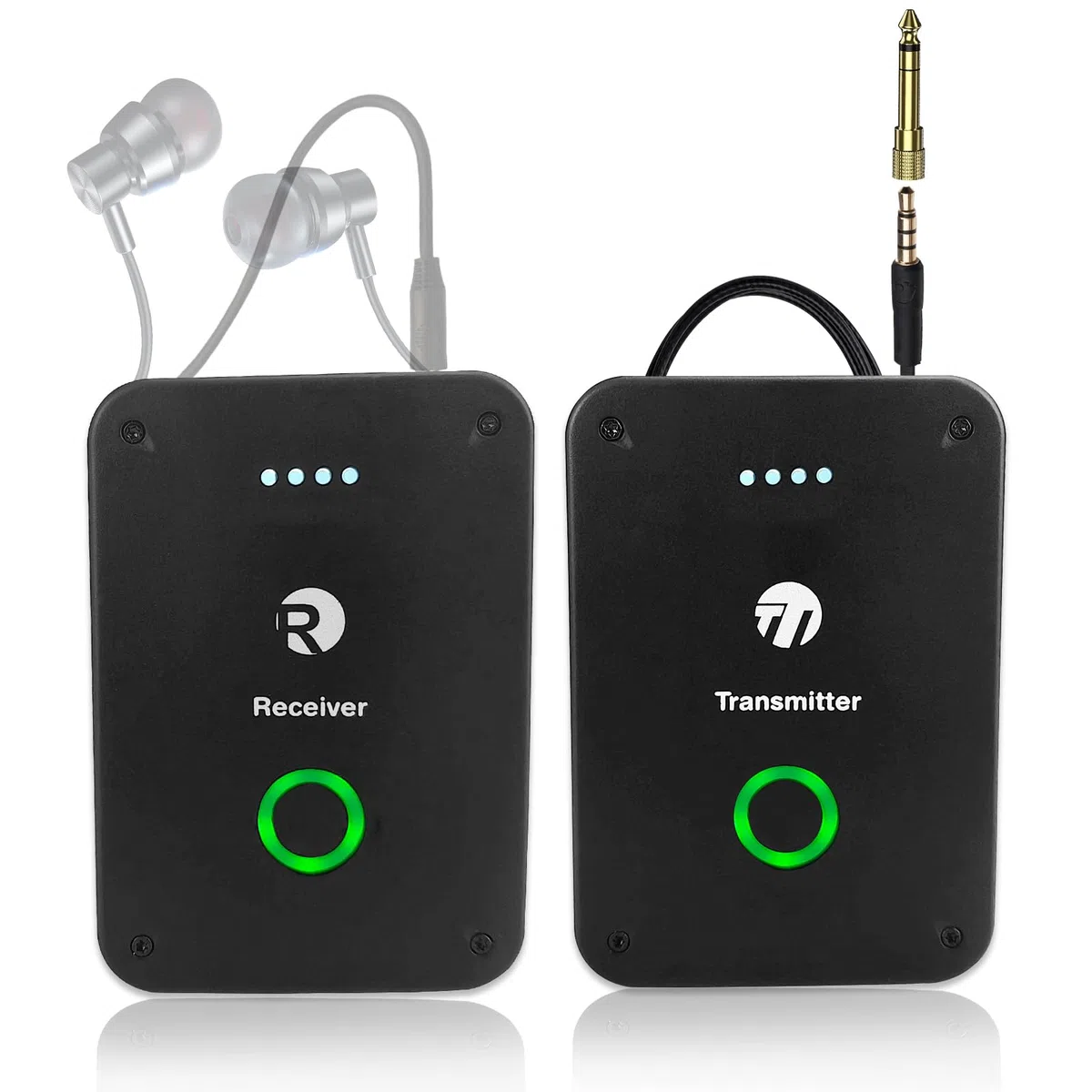 In-Ear Monitoring Kopfhörer, Kabelloses 2.4G Stereo Mono/Stereo IEM-System, Wireless In-Ear Monitor System Earphone mit Sender & Empfänger für Studio Live-Auftritt und Bandproben