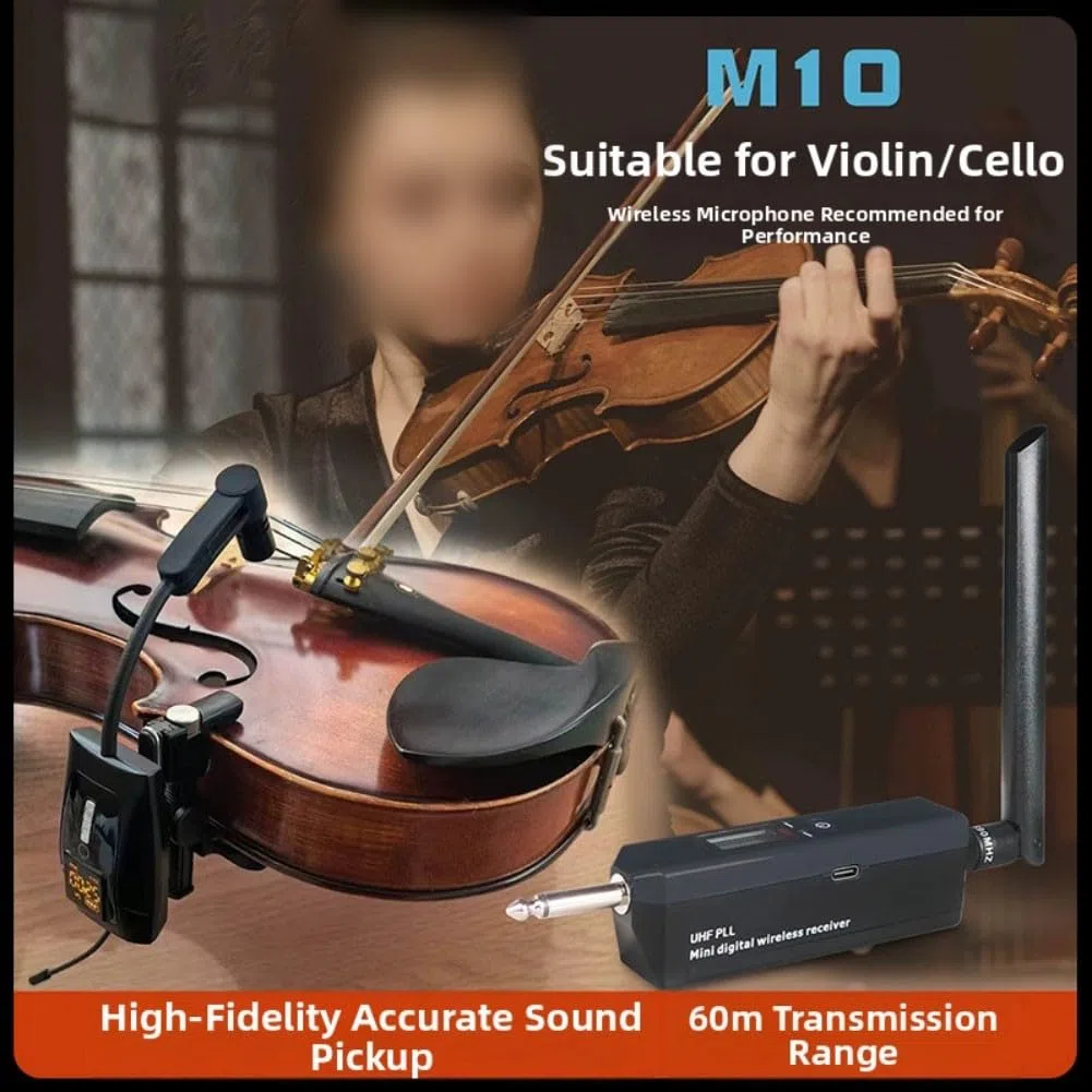 UHF Wireless Violine Mikrofon System Clear Sound M-10 für Musiker Cello Drum Piano Verlustfreie Audioübertragung Performance
