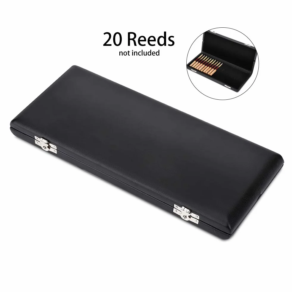 Oboen-Schilf-Etui, Holz-PU-Leder-Abdeckung, Aufbewahrungsbox für Oboen-Reeds (20 Stück)