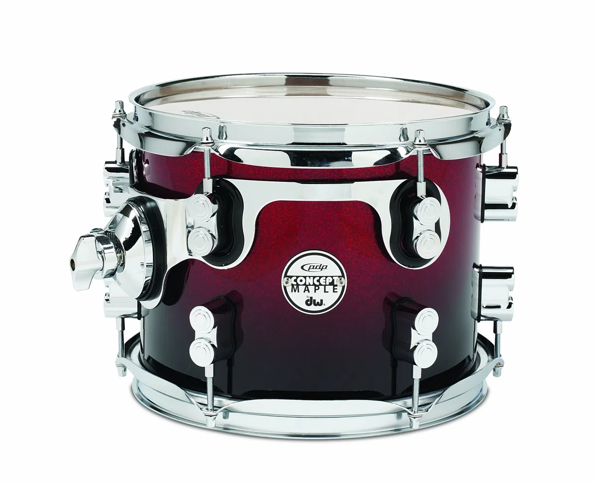 Pacific Drums Concept Maple Tom, 10" x 8", Red to Black Fade Lacquer