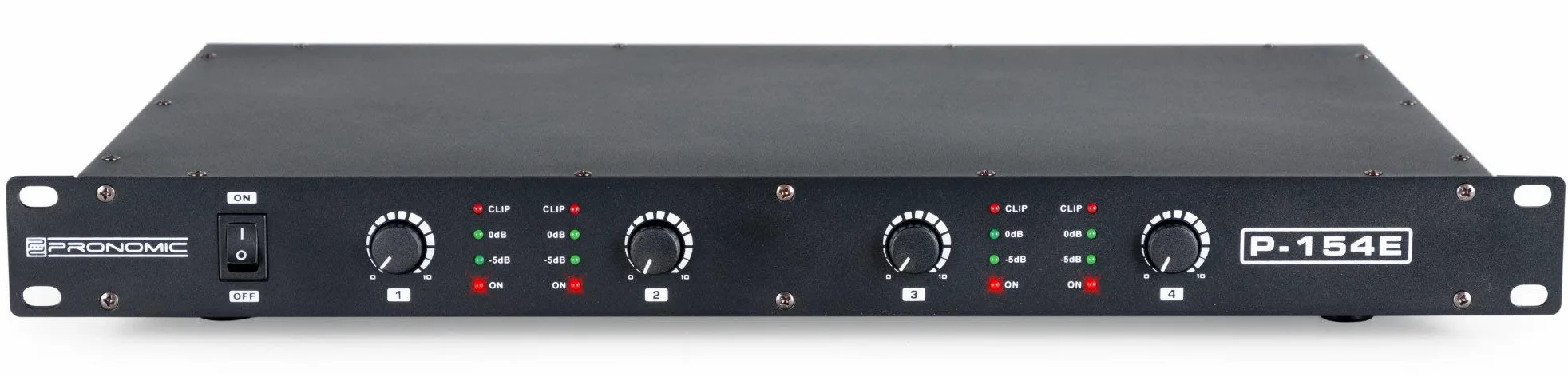 Pronomic P-154E MKII Endstufe - 4-Kanal Endstufe - Leistung RMS/4 Ohm: 4x 150 Watt - Besonders geeignet für Monitor-Betrieb oder Studio/HiFi- 1HE - Schwarz