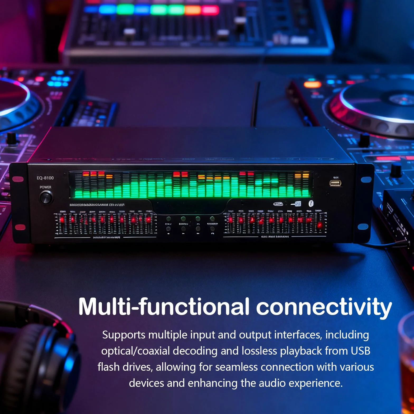 Equalizer, 31-Band Stereo Graphic Equalizer Professioneller Spectrum Analyzer Soundprozessor Soundsystem Rauschunterdrückung Klangoptimierung für Musikdarbietungen Aufnahmestudio