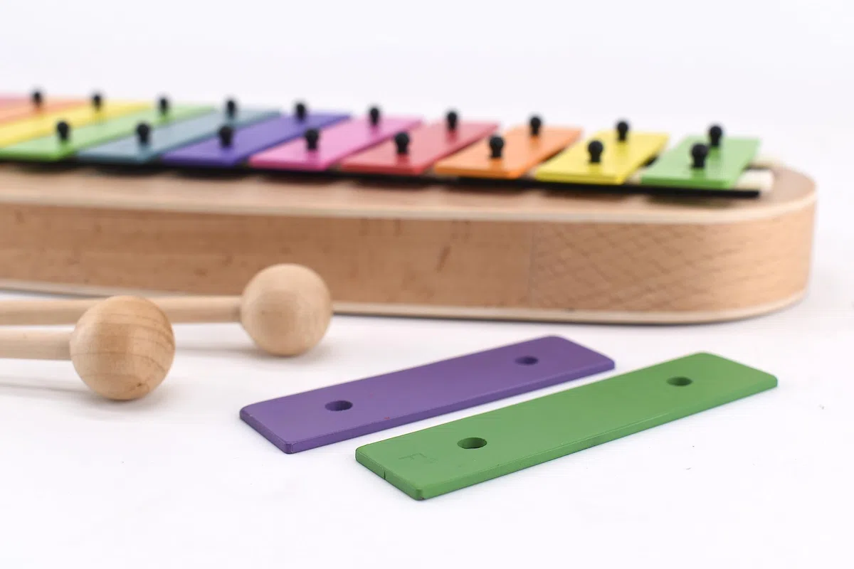 Voggenreiter Voggy’s großes Glockenspiel – Tonumfang: C3-F4 Zusatztöne F# und B die ideale Wahl für die musikalische Früherziehung! Jede Klangplatte ist gestimmt!