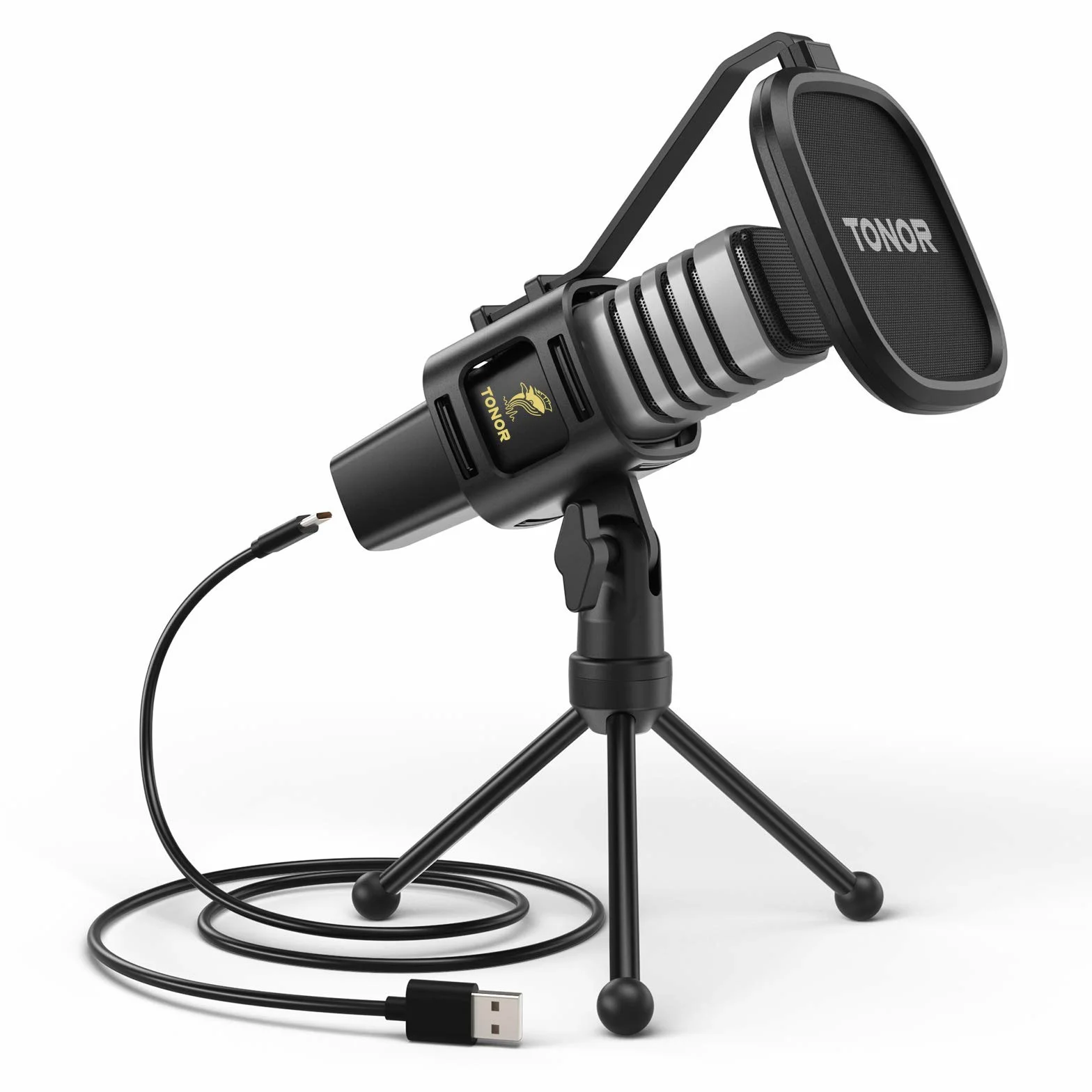 TONOR USB Kondensator Mikrofon, Nierencharakteristik Computer Mikrofon, Popfilter, für Konferenz, Streaming, Podcasting, Gaming, Twitch, für Laptop, Desktop PC, mit Desktop-Ständer, TC30