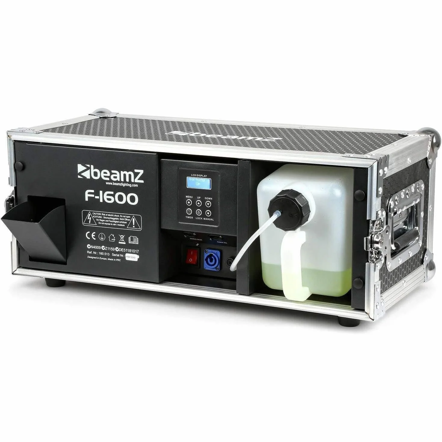 BeamZ F1600 Pro Fazer Nebelmaschine 1600W im Flightcase – Profi Hazer/Rauchmaschine mit DMX & Display – Fog Machine für Party, Hochzeit, Bühne & Halloween – 350m³/min