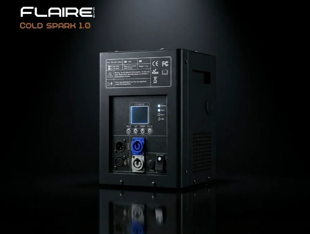 750W Kaltfunkenmaschine | Spezialeffektmaschine | Pyrotechnik Feuerwerk mit kabelloser DMX Fernbedienung und 2 Stück LCD Display