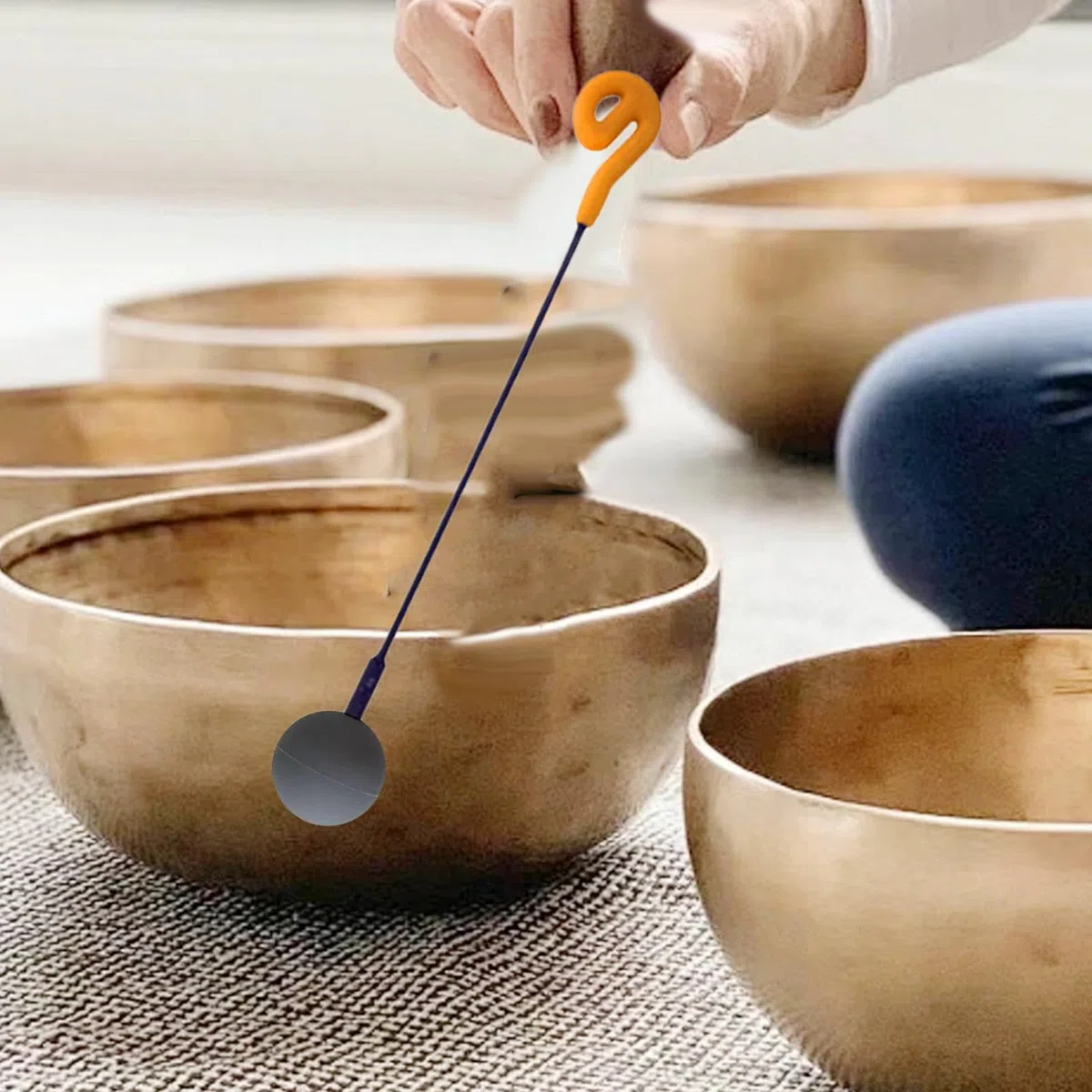 Friction Gong Mallet Doppelkopf, 27cm, Akustikklöppel, Resonanzhammer mit Gummikopf für Meditation und Klangreisen, Widerstandsfähigem Gummi Klangstab, Orange