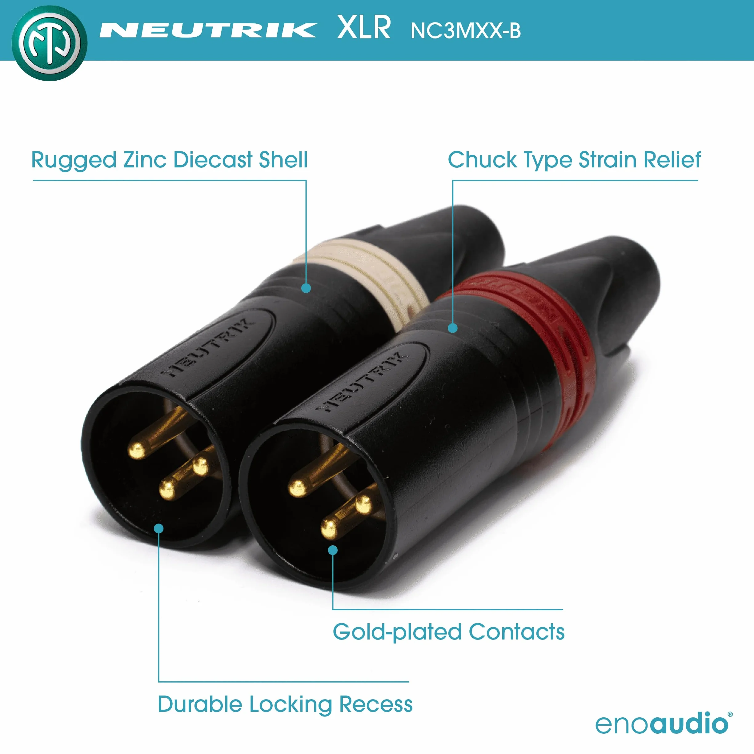 enoaudio Mogami 2534 Quad Stereo Paar (L,R) Audio Kabel | Neutrik Gold XLR female - XLR male | HiFi, 7,0 m