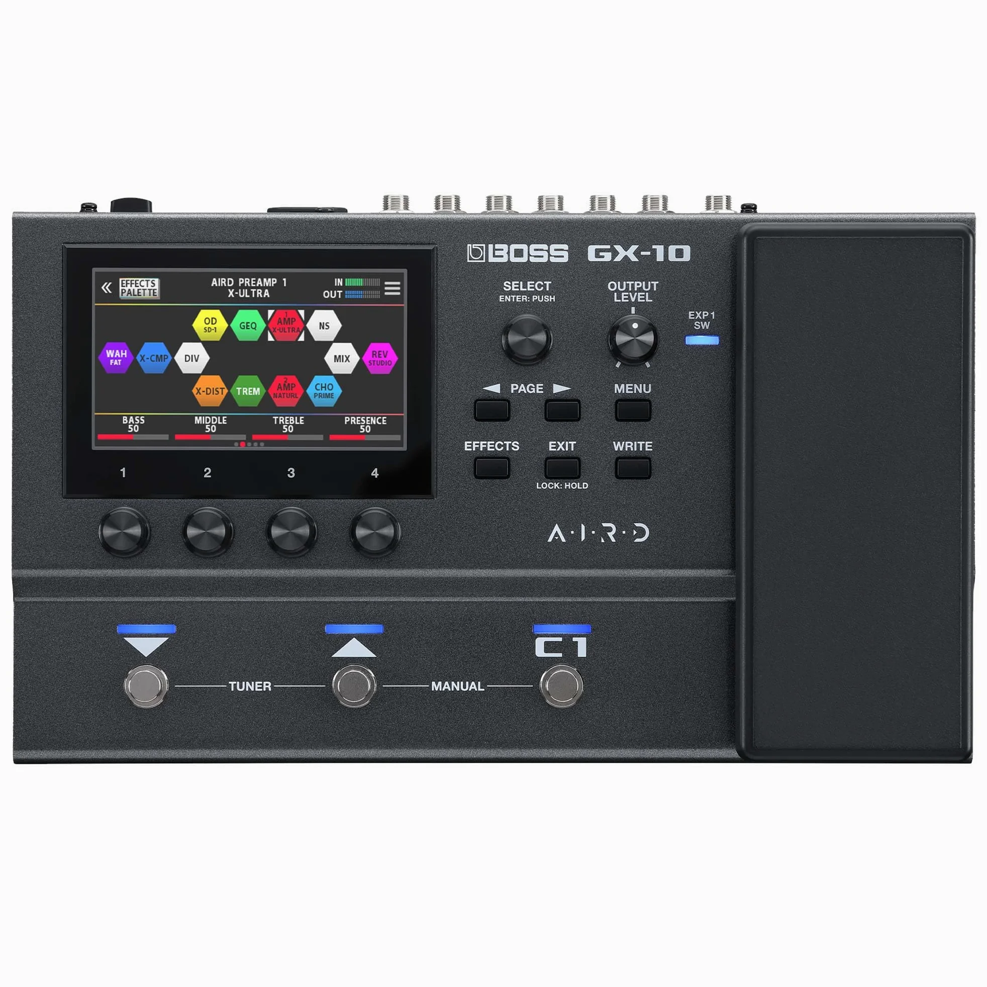 BOSS GX-10 | Compact Guitar & Bass Effects Processor | GX-100 Sound Engine | Colour Touch Display | 32 Amp Types & 170 BOSS Effects | Multi-mode Footswitches & Expression Pedal | AIRD Technology