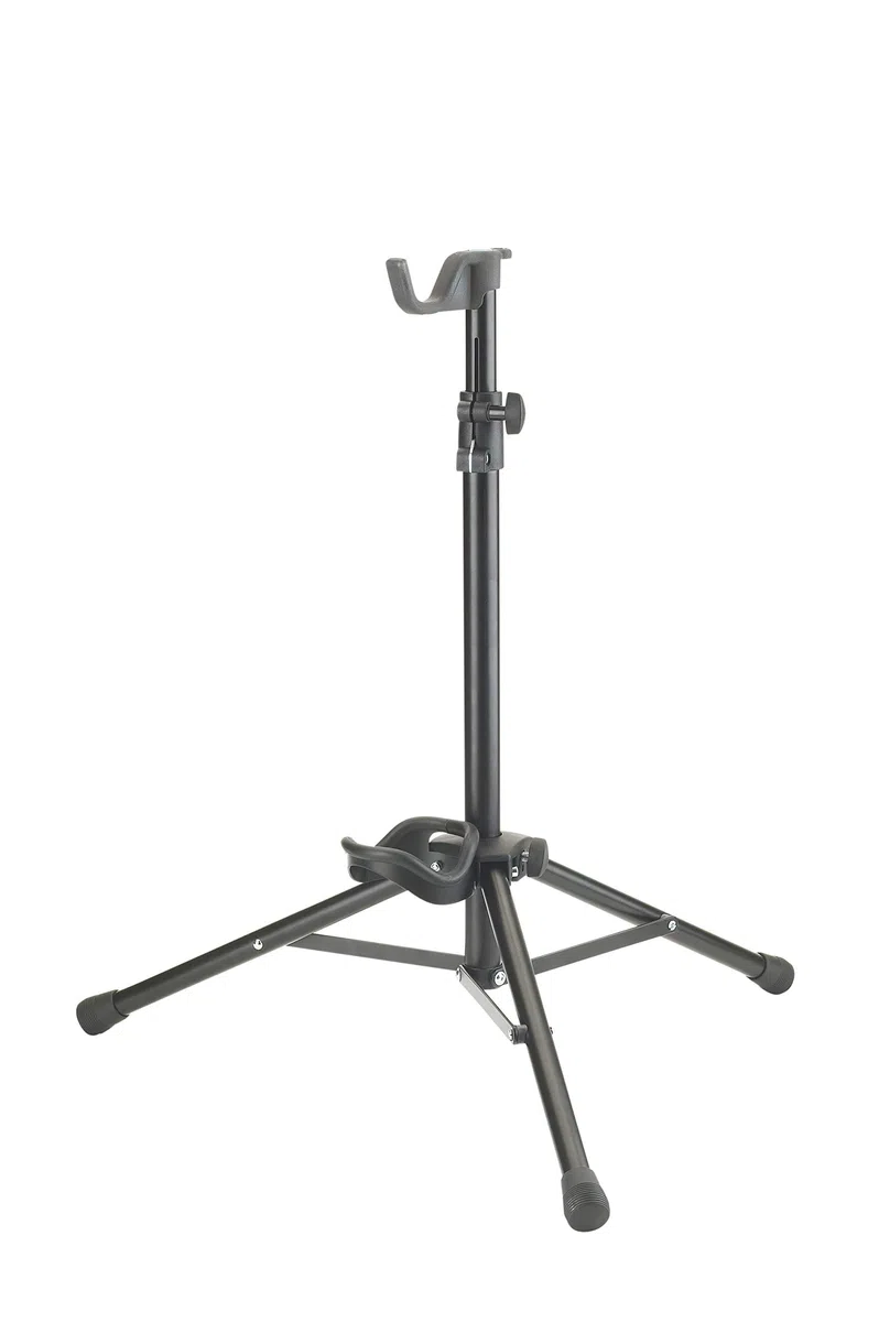 K&M 149/2 Tenorhornständer Schwarz - Zusammenlegbare Fußstreben – Höhe bis 105 cm – geeignet für Bariton und Althorn
