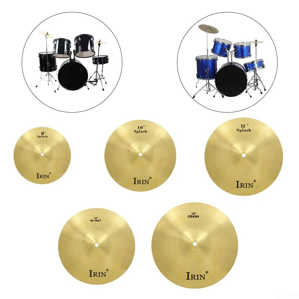 Drum Becken Pack,Drum Brass Becken Percussion Splash Crash Hi-Hat Becken für Schlagzeug Set Traditionelles Finish Messing, 2450927453