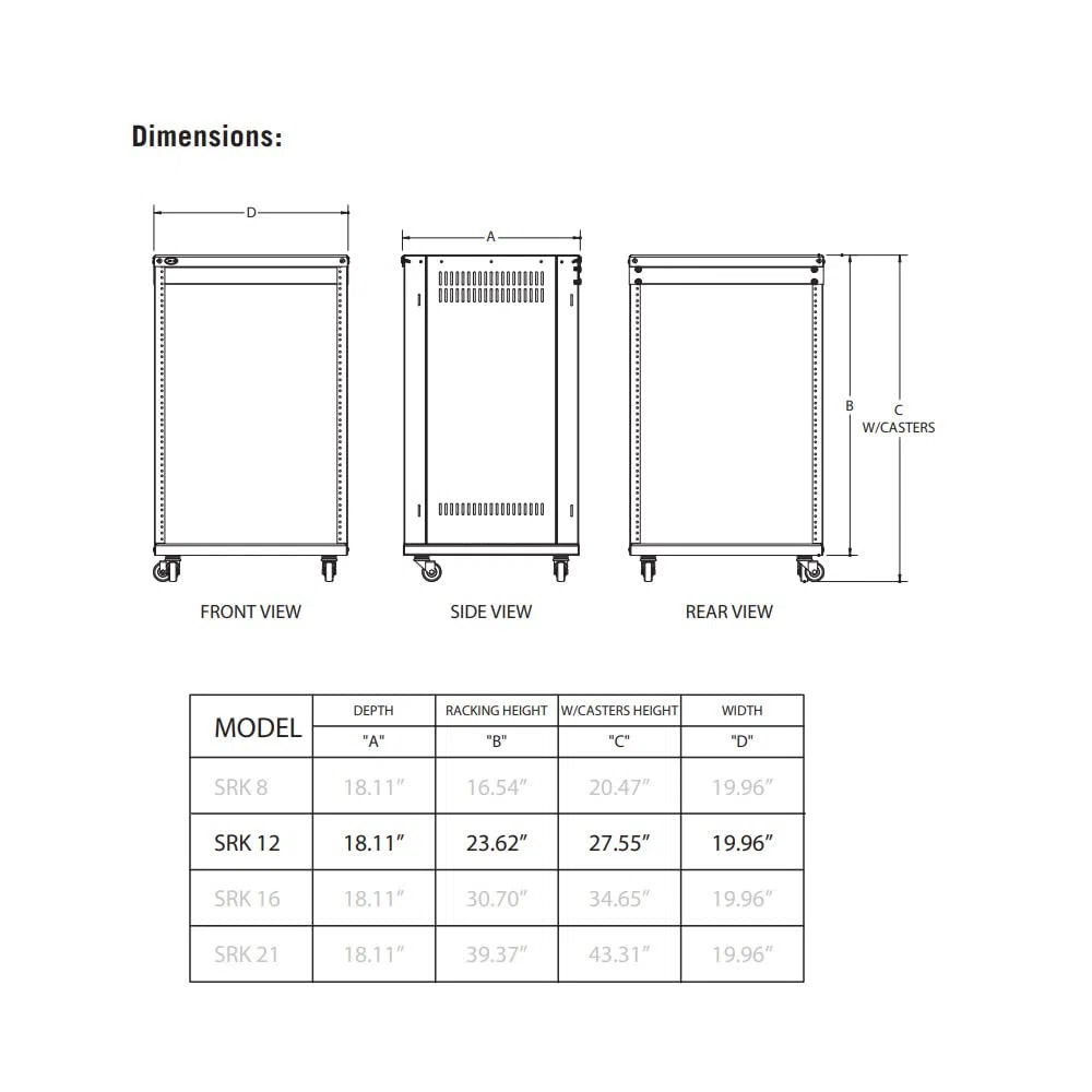 Samson SRK12 19" Equipment Rack 12 HE inkl. Rollen