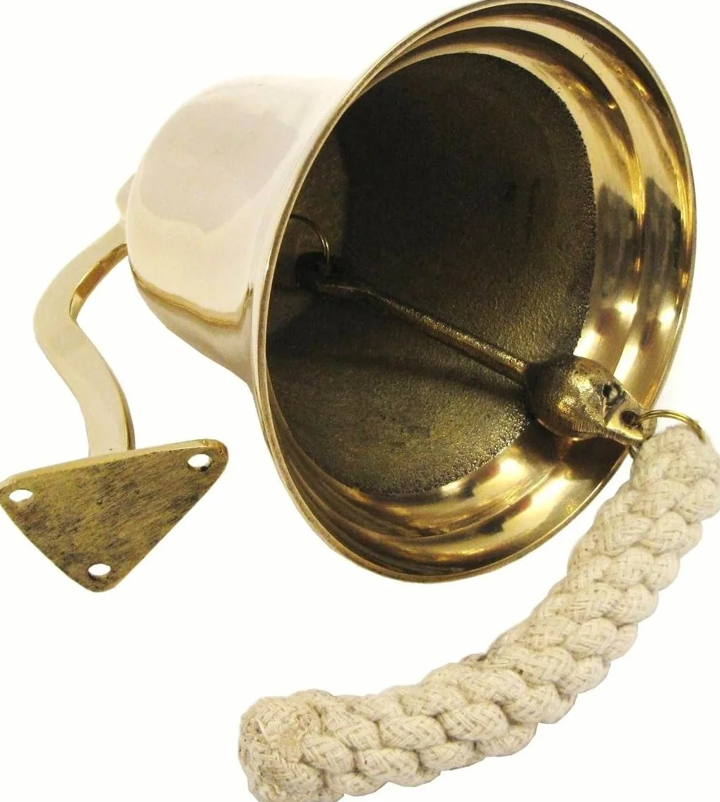 Medieval Replicas 7 " Voll Messing Versand Glocke mit Halterung - Türklingel