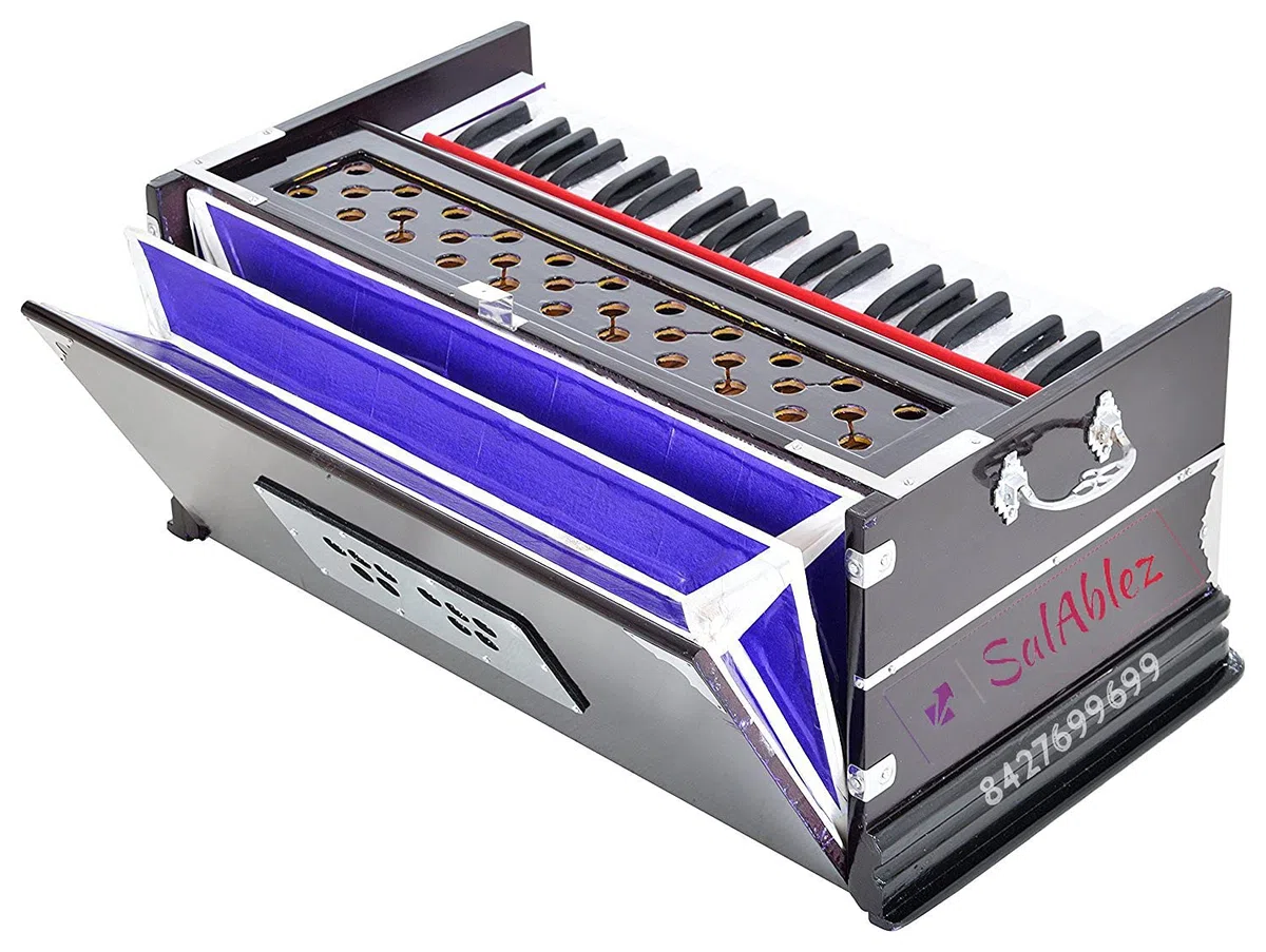 Best Harmonium 7 Stopper, Doppelbalg, 39 Tasten, zwei Stimmzungen (Bass-Stecker), 3 1/4 Oktave, faltbar, tragbar, originales indisches Musikkunstinstrument, klassisches Soundsystem mit