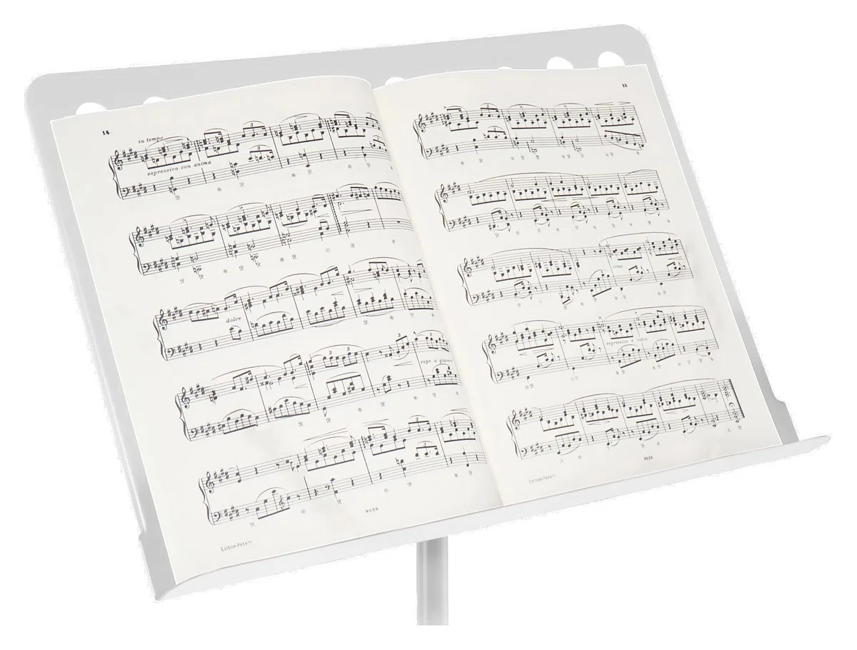 Classic Cantabile Metall Orchesterpult Lochblech - Stabiler Notenständer mit Lochblechauflage - Höhenverstellbar von 58 bis 100cm - Notenpult mit Extra breite 50 cm Auflage - Weiß