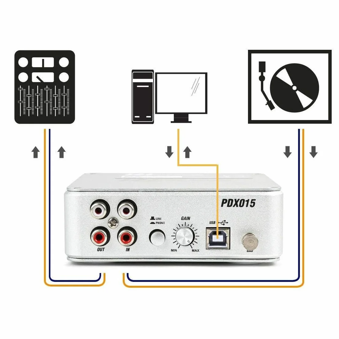 Power Dynamics PDX015 LP Digitalisierender Phono USB Vorverstärker