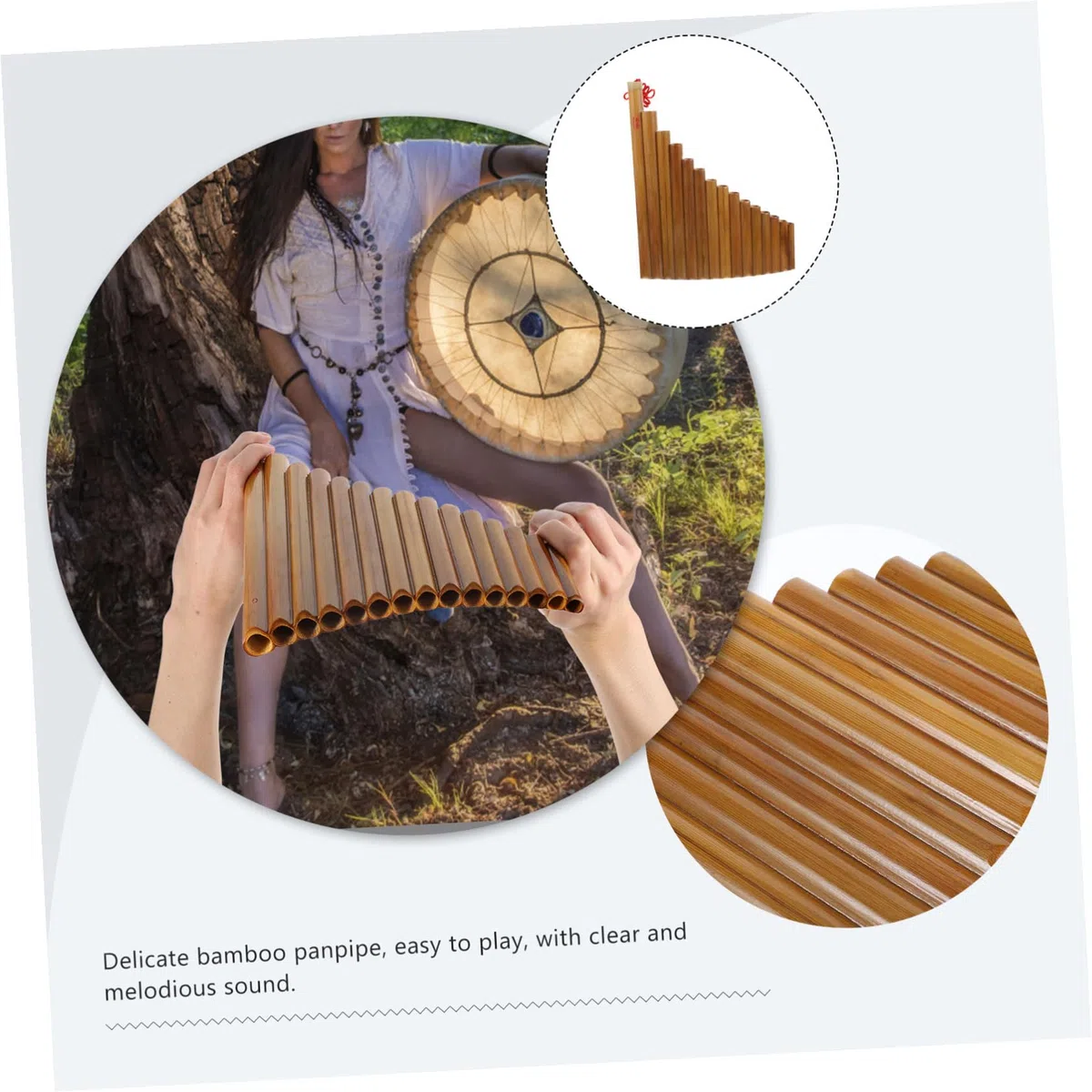 iplusmile 15 loch Bambus Panflöte Traditionelles Blasinstrument Leicht Spielbar mit Reinigungsstab und Tuch Braun für Anfänger Zufällige Farbe Zufällige Farbe