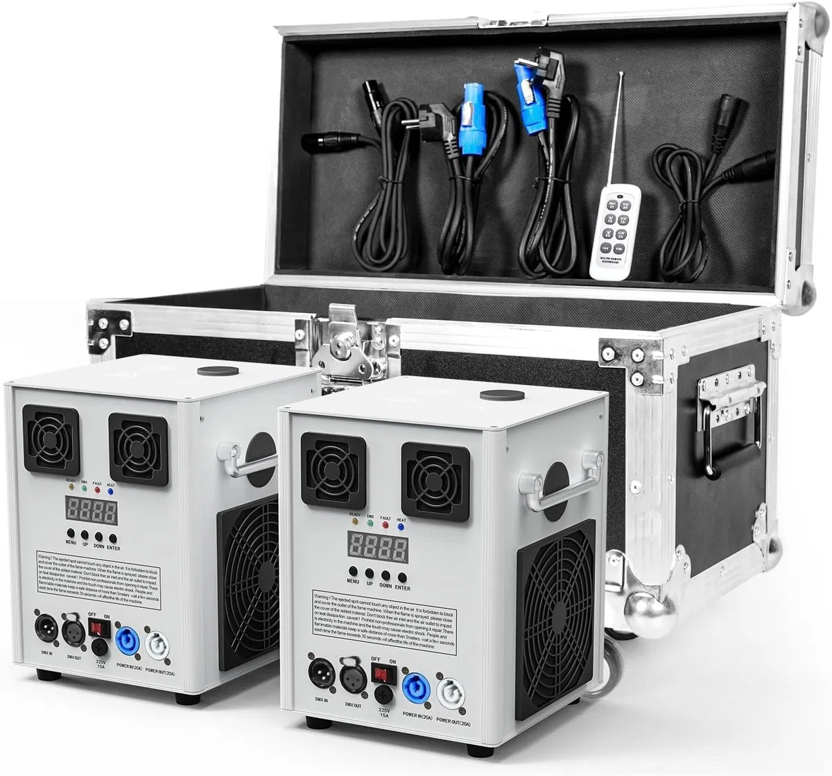 Pyrotechnikmaschinen, 2PC 700W DMX Cold Spark Maschine mit Flightcase, Fernsteuerung für Halloween Weihnachten Hochzeiten Sportveranstaltungen