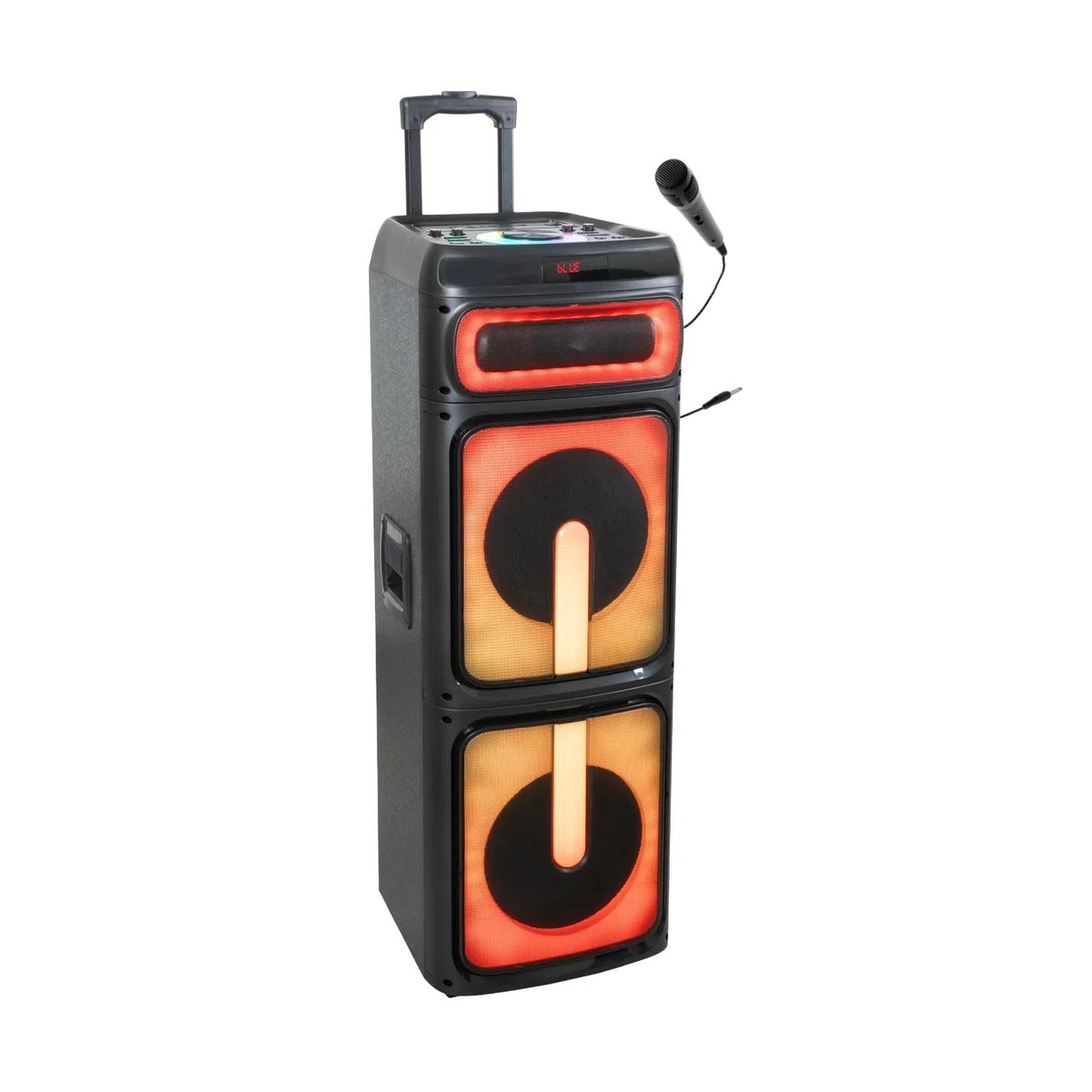 Ibiza STUPDJ1400 Aktiver Lautsprecher 1400W – Bluetooth, USB, TWS, LED-Lichteffekte, DJ & Karaoke Box mit Mikrofon, Aufnahmefunktion & Rollen