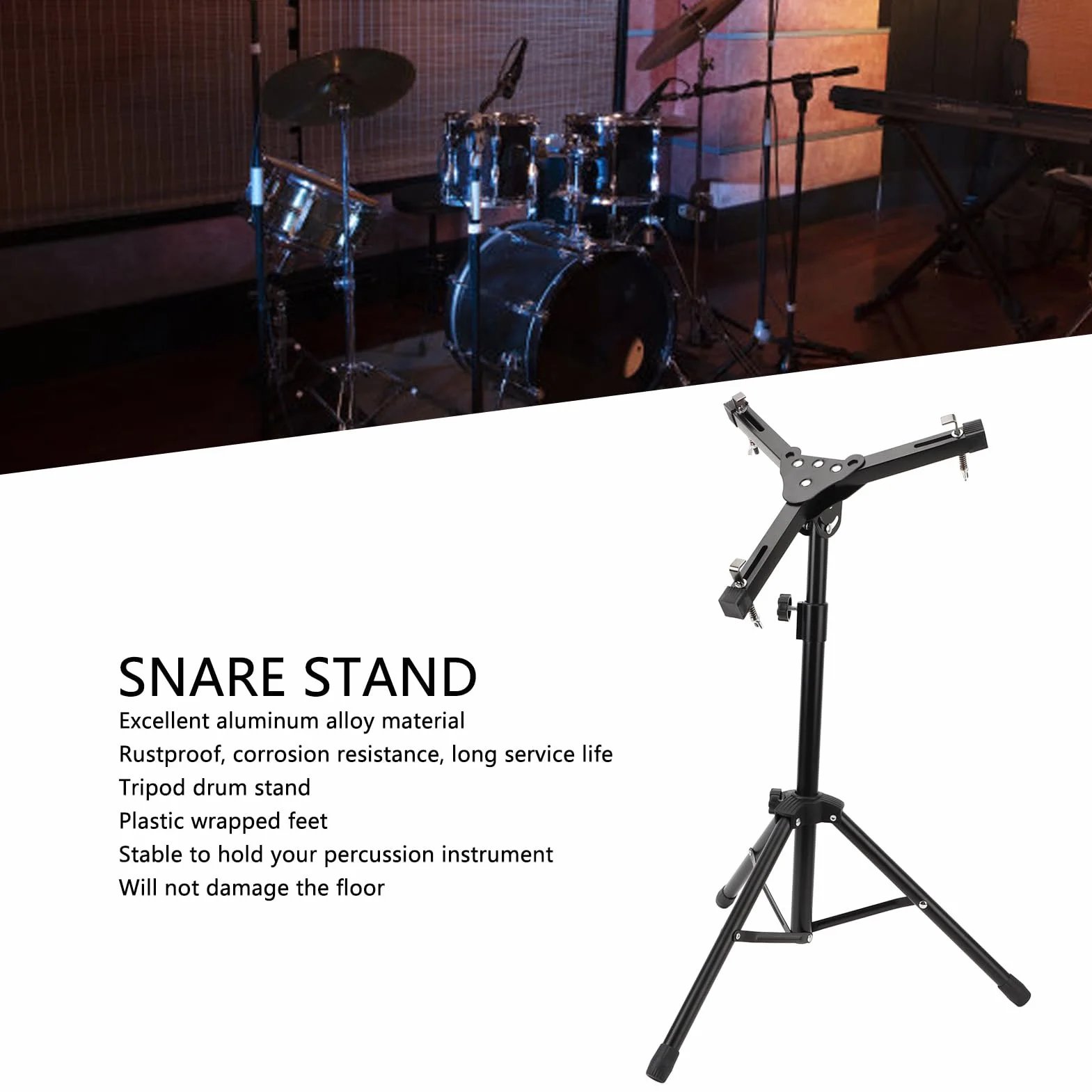 Snare Drum Ständer, Stativ Snare Ständer, Passend für 11 Bis 12 Zoll Große Snare Drums, Zusammenklappbares, Verstellbares Snare Stativ aus Aluminiumlegierung,