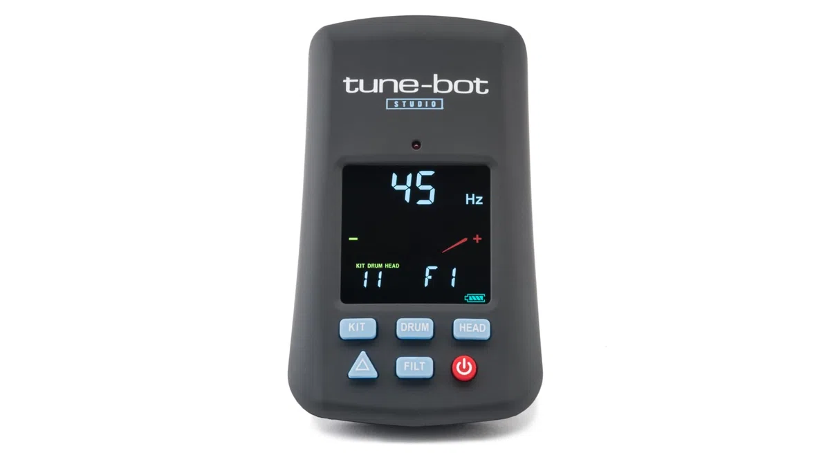 Overtone Labs Tune-Bot Studio TBS-001 Digitales Schlagzeug-Stimmgerät mit Clip, Frequenz- & Tonhöhenmessung, Speicherfunktion für 5 Drumkits, LCD-Farbdisplay, inkl. Etui