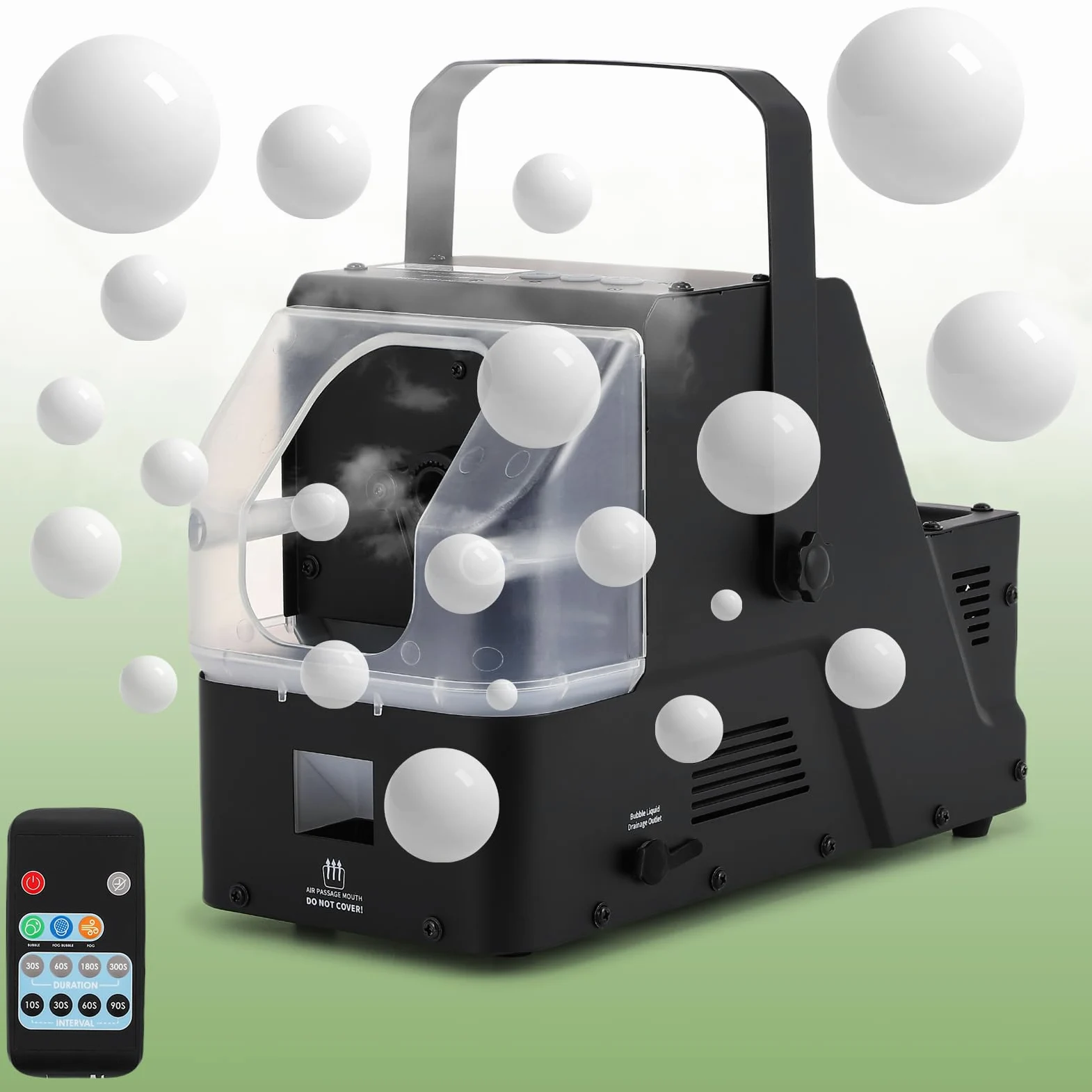 Nebelblasenmaschine mit Fernbedienung, Rauchmaschine mit Blasen, 450 W, automatischer Seifenblasenmacher, Blasen/Nebelblasen/Nebel, drei Modi für Party, Bühne, Hochzeit, Halloween