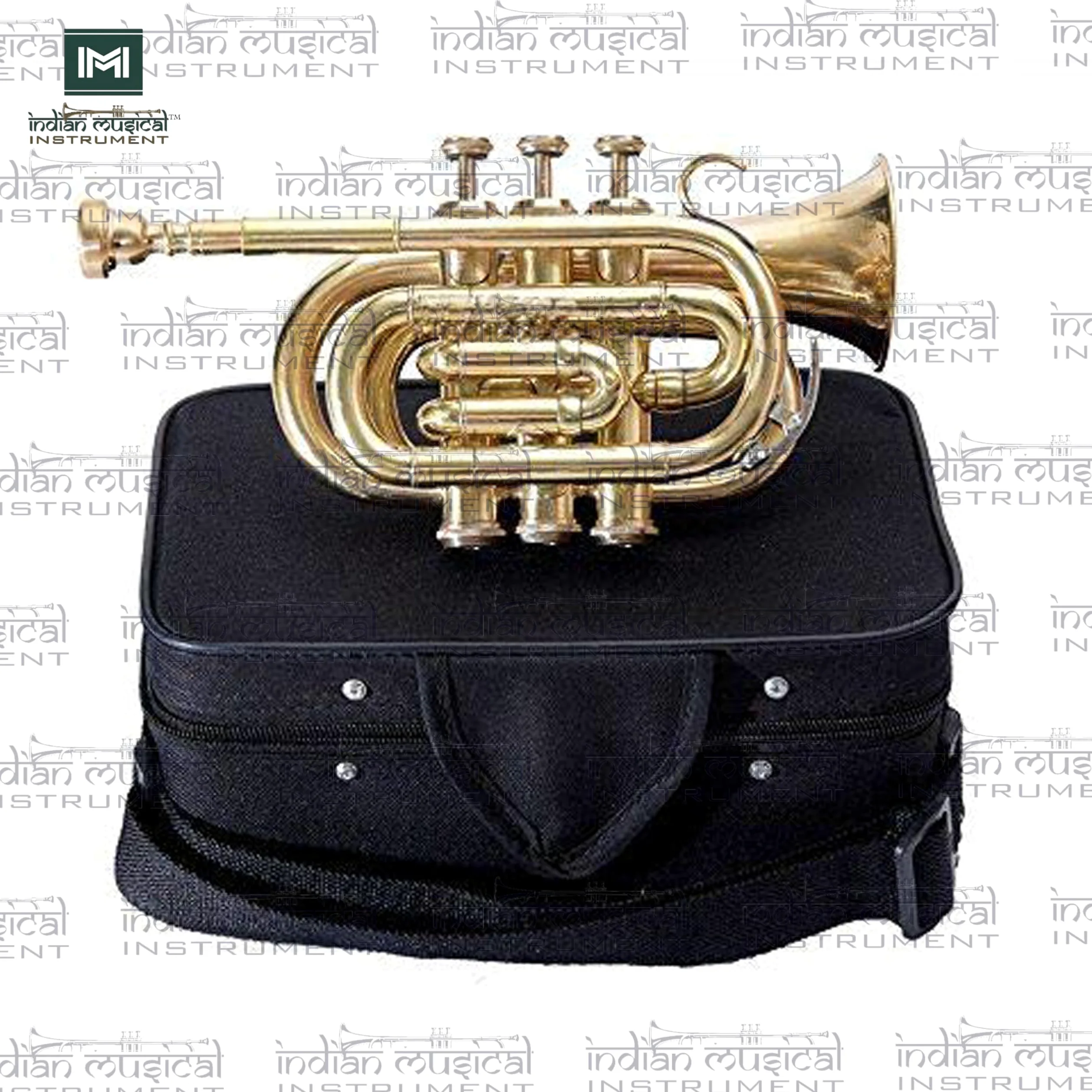 Pocket Trompete Bb Pitch inkl. Mundstück und Tragetasche (Gold)