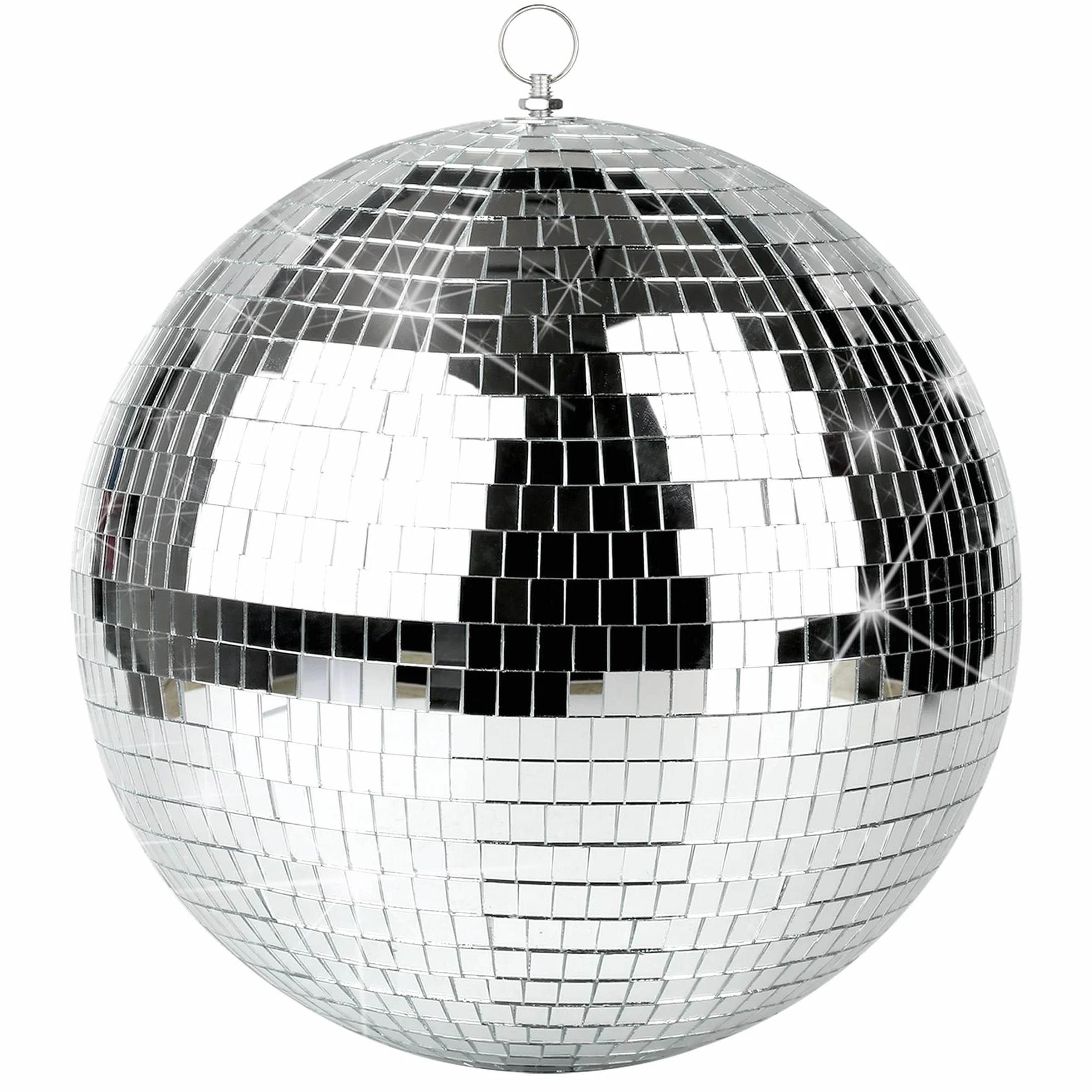 Discokugel - 30 cm Spiegel-Discokugel, Große Spiegelkugel Party Deko für Hochzeit, Geburtstag & Club, mit Aufhängering für einfache Installation, Silber