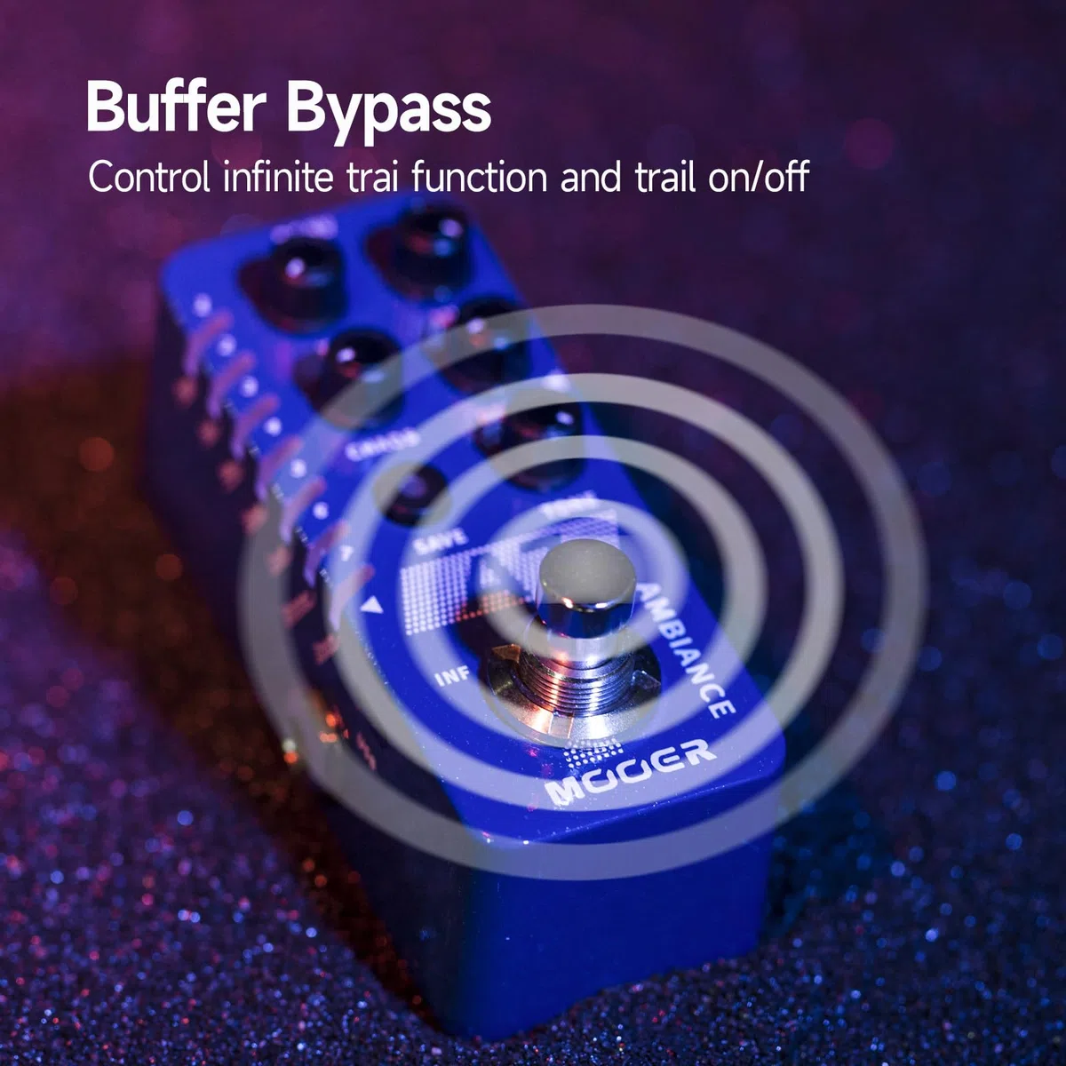MOOER A7 Reverb Guitar Pedal Ambiance Vielseitig mit 7 Diffrevent Rever Effekten und Save Setting Funktion, INFINITE Trail Funktion, Unterstützt Buffer Bypass oder True Bypass