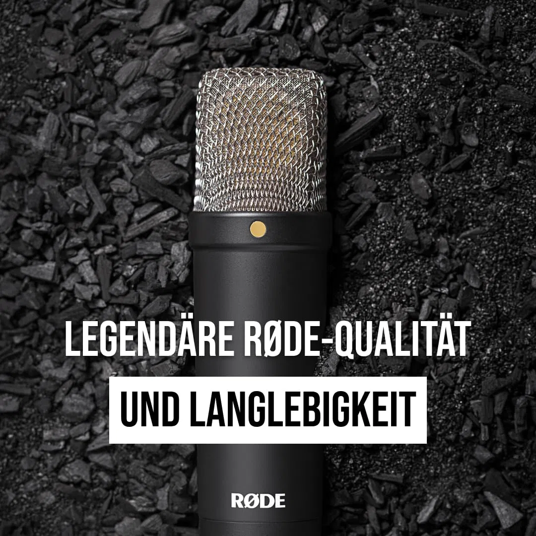RØDE NT1 Signature Series Großmembrankondensatormikrofon mit Schockhalterung, Popschutz und XLR-Kabel für Musikproduktion, Gesangsaufnahmen, Streaming und Podcasting (Schwarz)