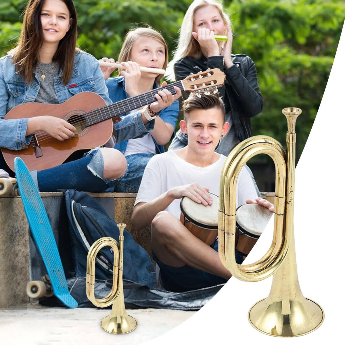 Kavallerie-Trompete Blechblasinstrument | Anfänger-Übungshorn Für Studenten Blaskapelle | Robuste Kupfer- Und Edelstahlkonstruktion | Großartiger Sound Für Musikliebhaber, Weihnachts- Und Thanksgi