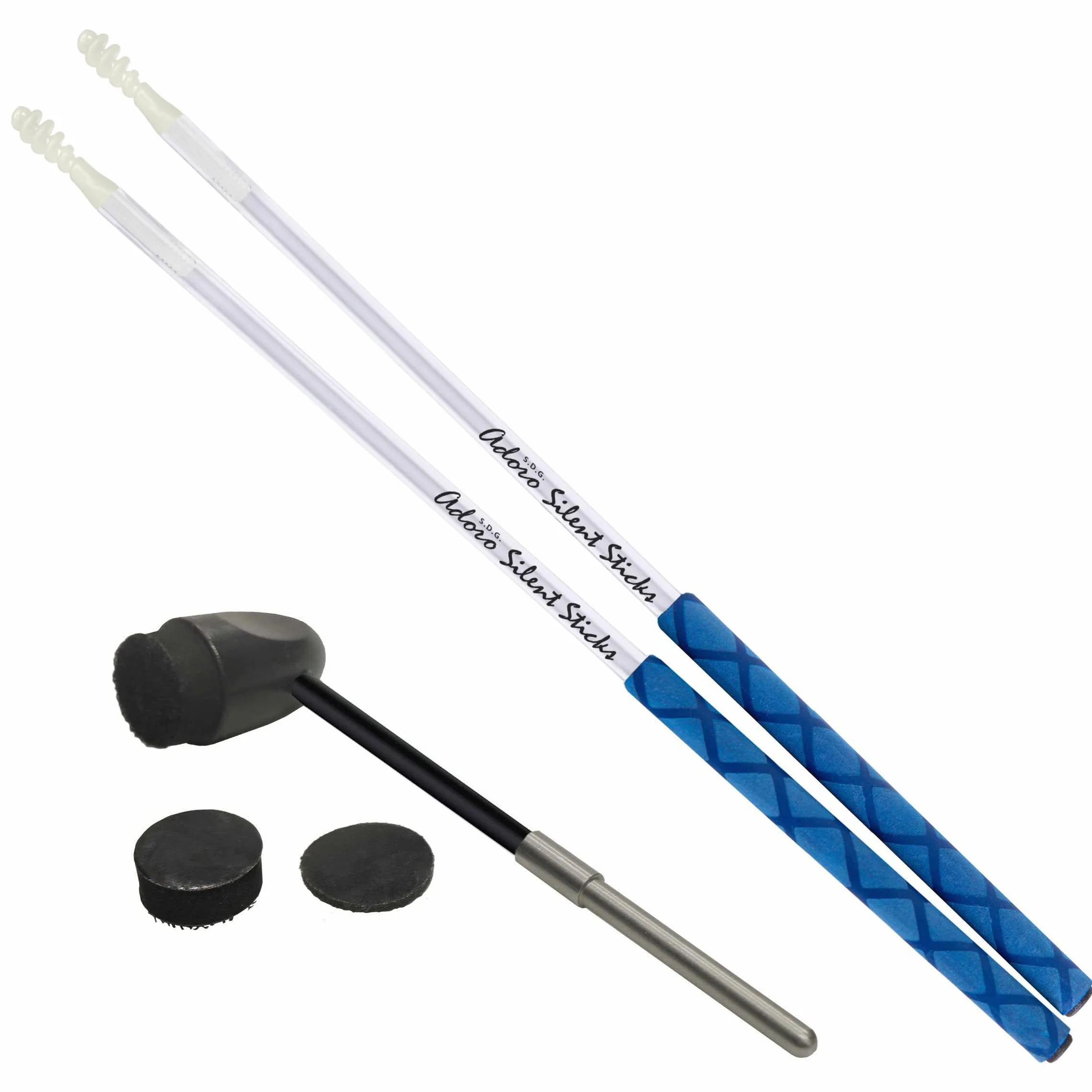 Adoro Silent e Sticks & Bassdrum Beater für e Drum & Drum Pad - Die weiche Spitze aktiviert den e Schlagzeug und reduziert gleichzeitig laute Kontaktgeräusche - kein hartes "Thwack" mehr-