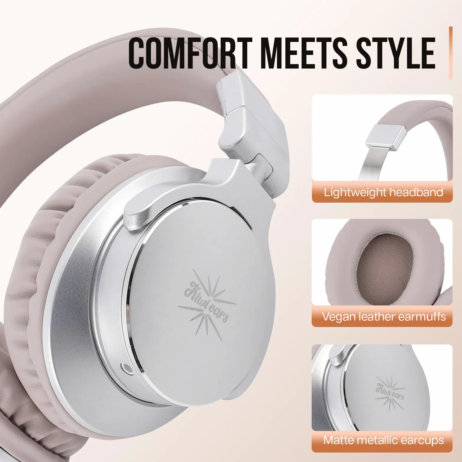 LINSOUL Kiwi Ears Division Offenes Ohr Kopfhörer, 40mm Dynamischer Treiber Monitoring Kopfhörer, Kabelgebundenes Gaming Kopfhörer, DJ Kopfhörer für Professionelle Musiker Ingenieure (Silber)