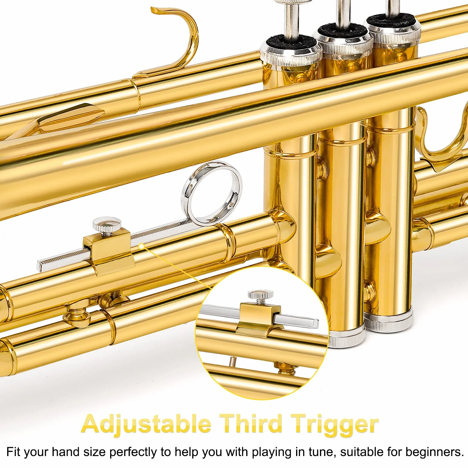 Vangoa Bb Trompete Set, Gold Standard Messingtrompete für Anfänger mit 7C Mundstück