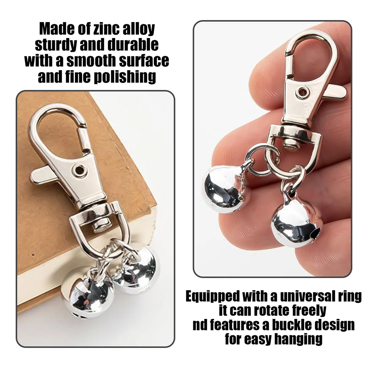 4 Stück Glockenhaken, Metall-Führeranhänger, DIY-Schmuckzubehör, Diebstahl- Und Taschendiebstahlalarmglocken, Haustierhalsbandglocken