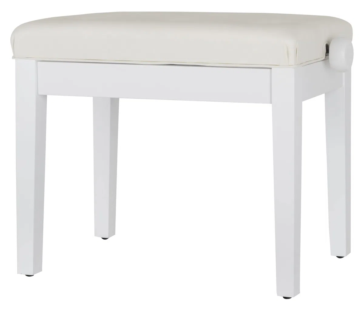 Classic Cantabile Pianobank Modell D - Hochwertige Pianobank - Weißes Polster aus Kunstleder mit Kapitonierung - Höhenverstellbar von 47,5-55,5 cm - 4-fache Kreuz-Mechanik - Weiß Matt