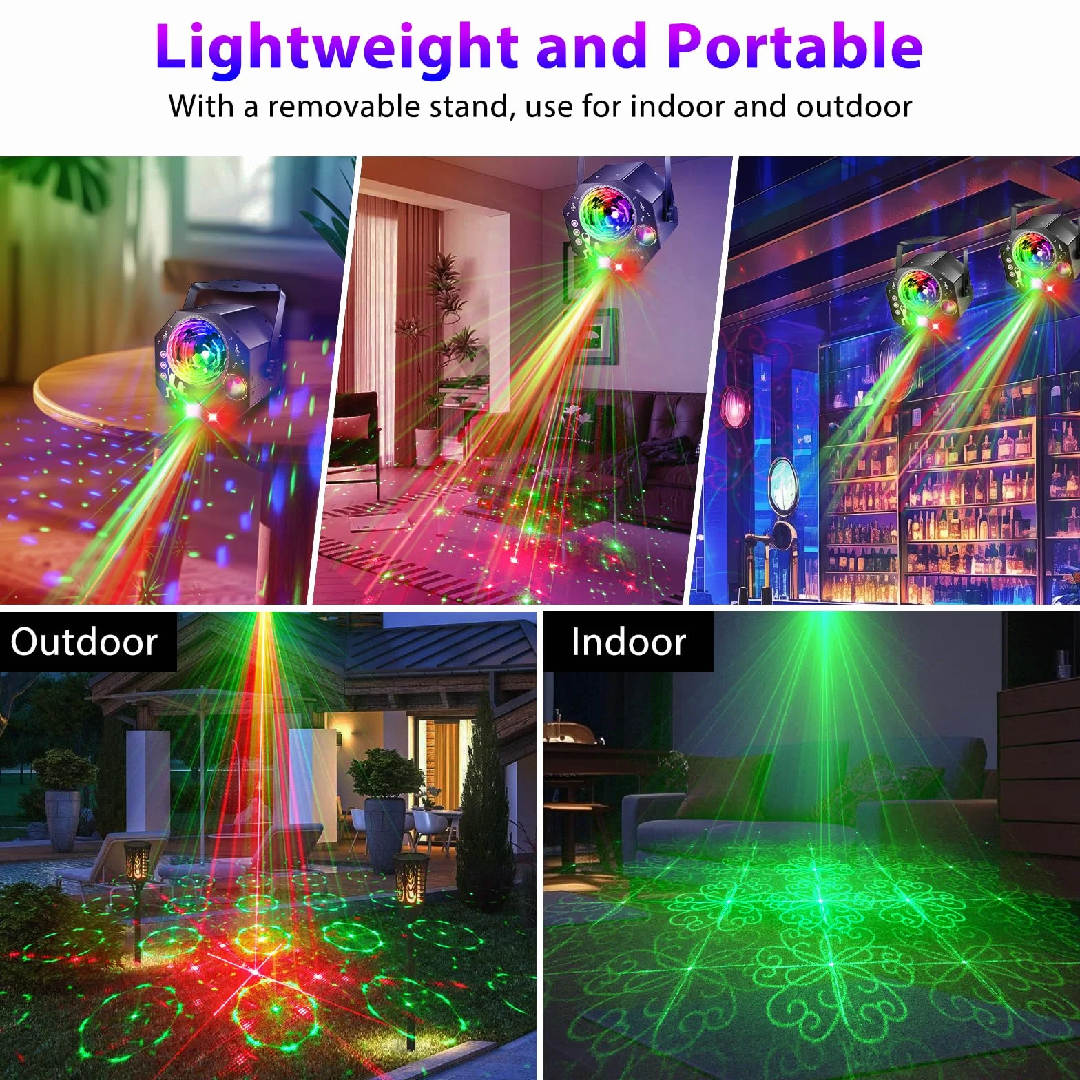 4-in-1 Discokugel mit Motor und Licht, Discolicht Partylicht 64 Muster, Musikgesteuert Disco Party Lampe mit Fernbedienung, RGB UV Stroboskop für Wohnungen Räume Bar Klub Outdoor Geburtstag Party