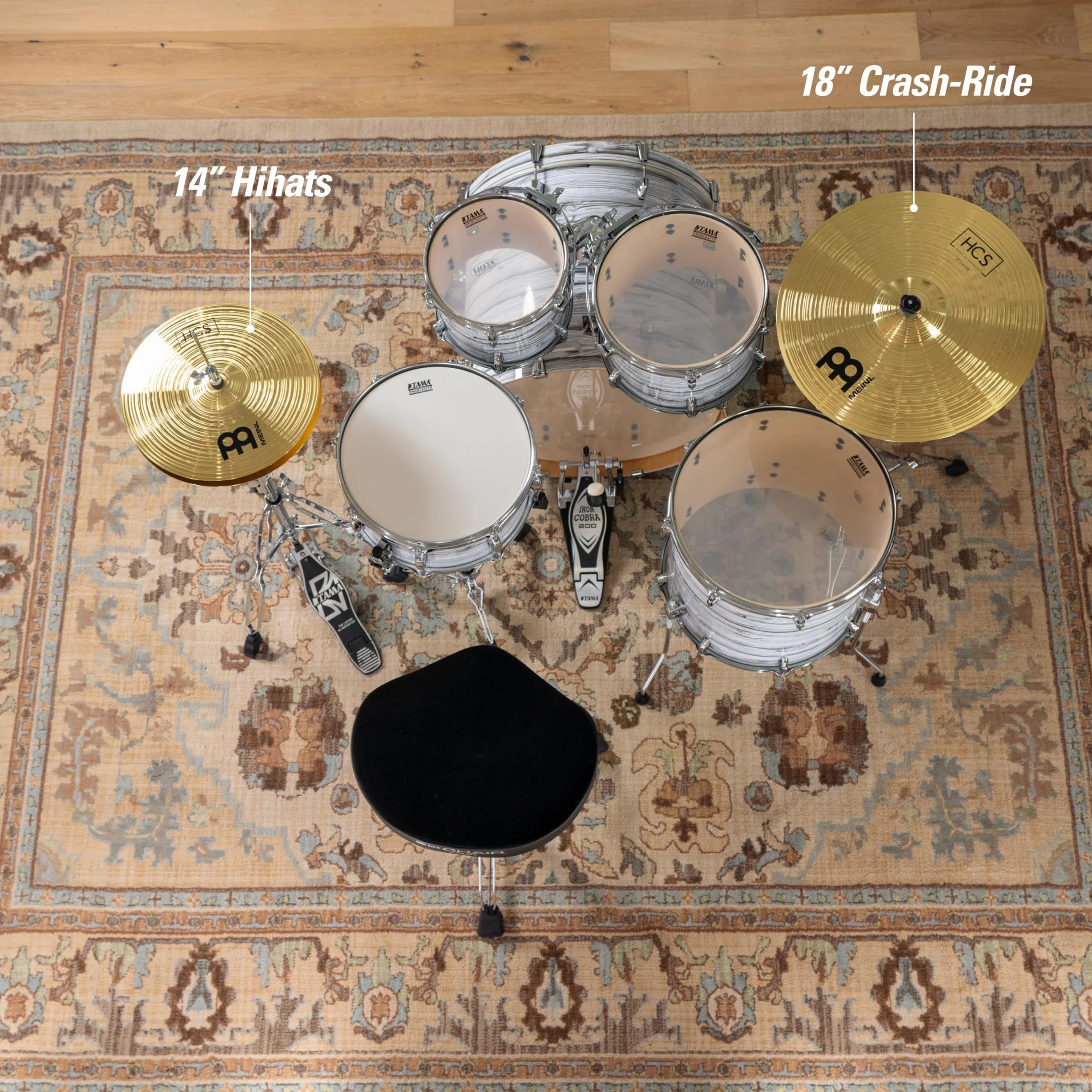 Meinl Cymbals Beckenset HCS Basic — mit 14 Zoll Hihat, 18 Crash-Ride Schlagzeug Becken - Messing, Traditionelles Finish (HCS1418)